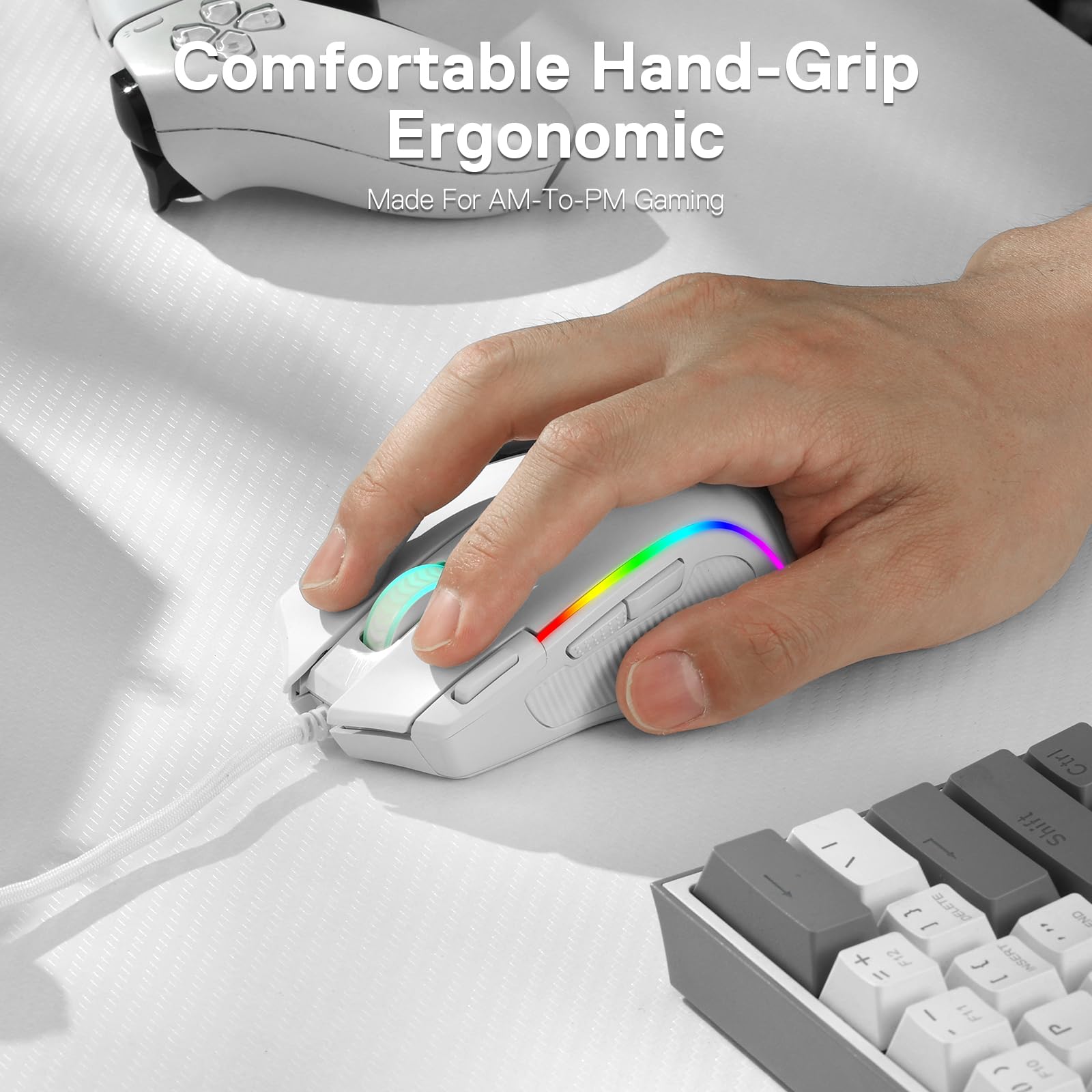 Foto 4 | Ratón Para Juegos Redragon M612 Predator Rgb 8000 Dpi Con Cable Blanco - Venta Internacional.