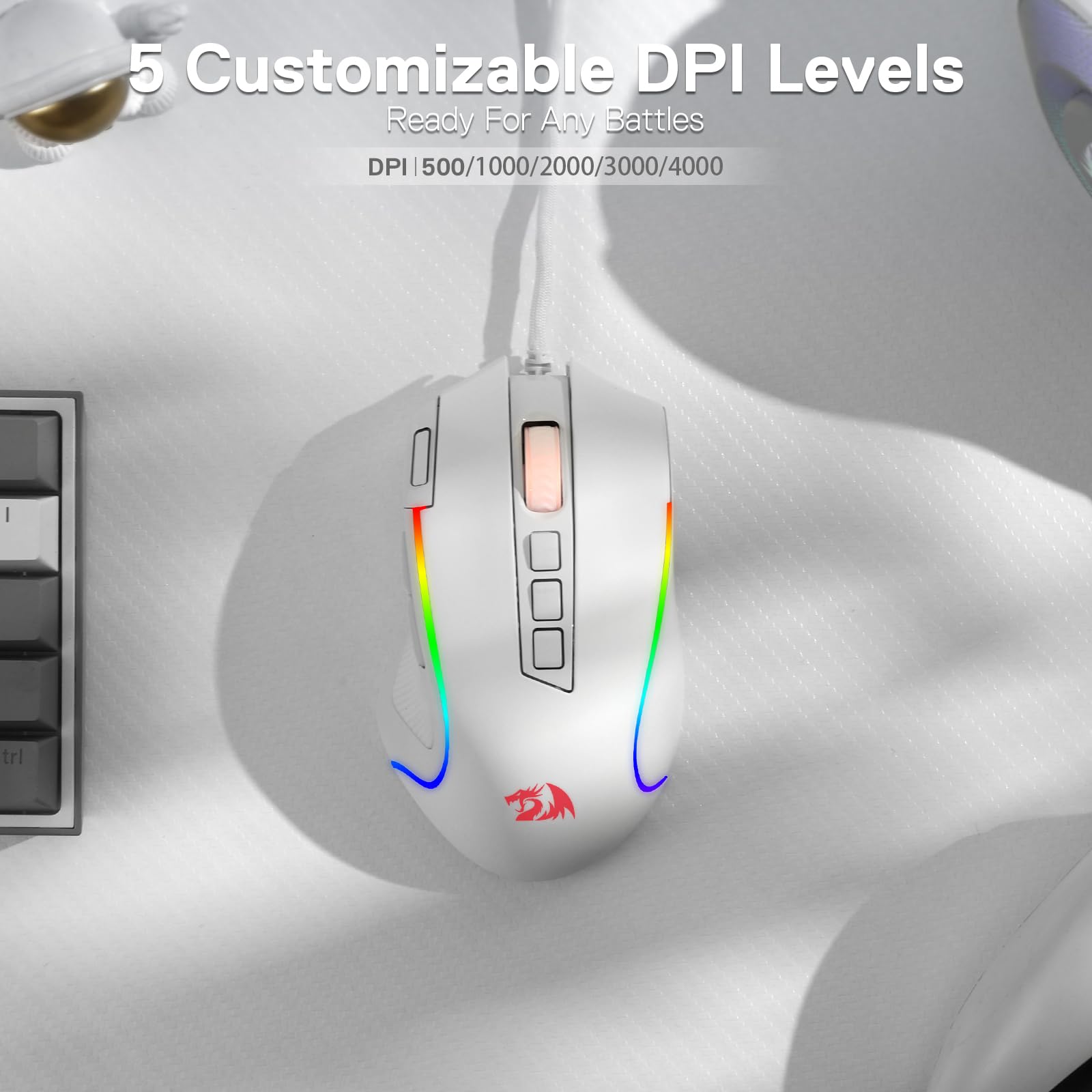 Foto 6 pulgar | Ratón Para Juegos Redragon M612 Predator Rgb 8000 Dpi Con Cable Blanco - Venta Internacional.