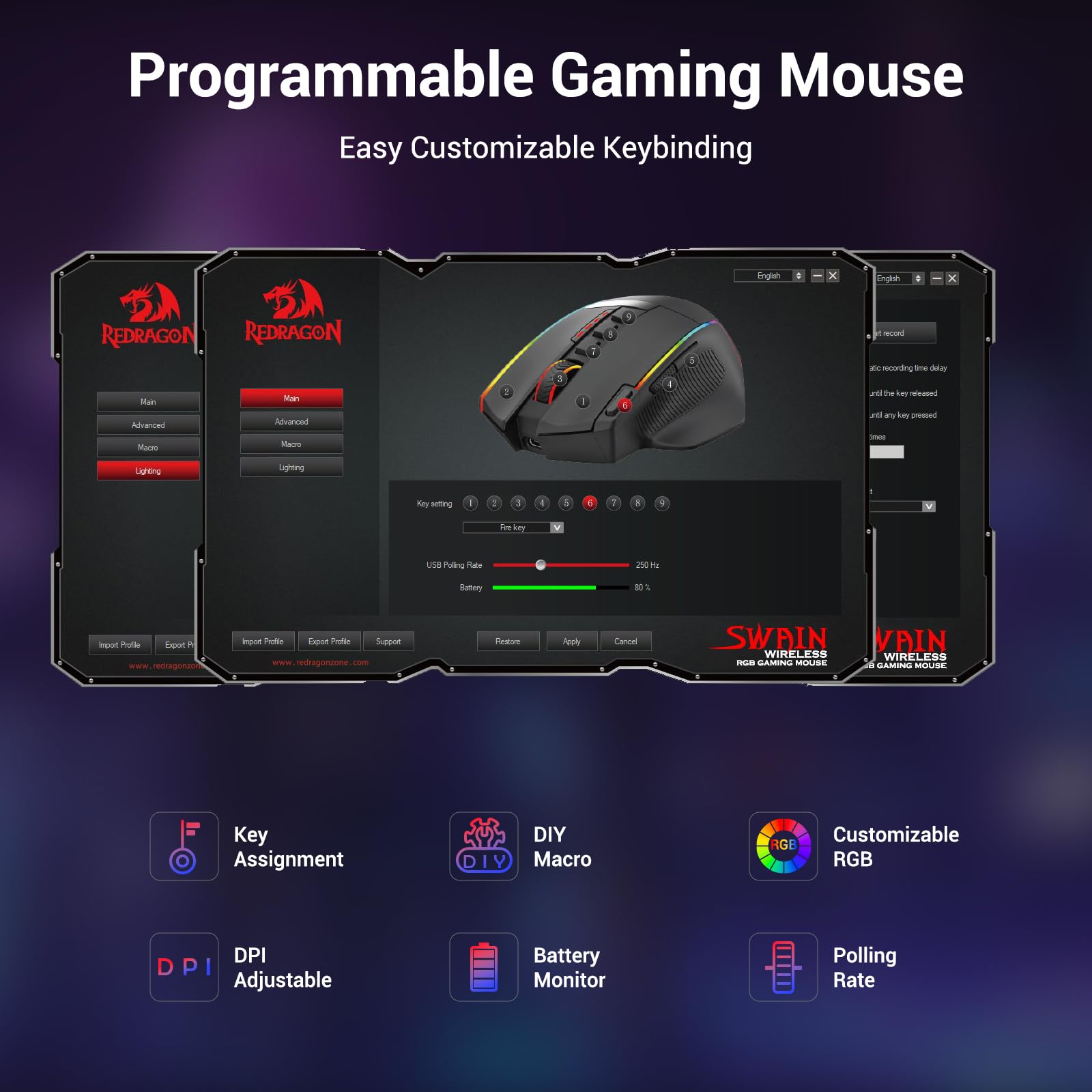 Foto 6 pulgar | Ratón Inalámbrico Para Juegos Redragon 16000 Dpi Con Retroiluminación Rgb - Venta Internacional.