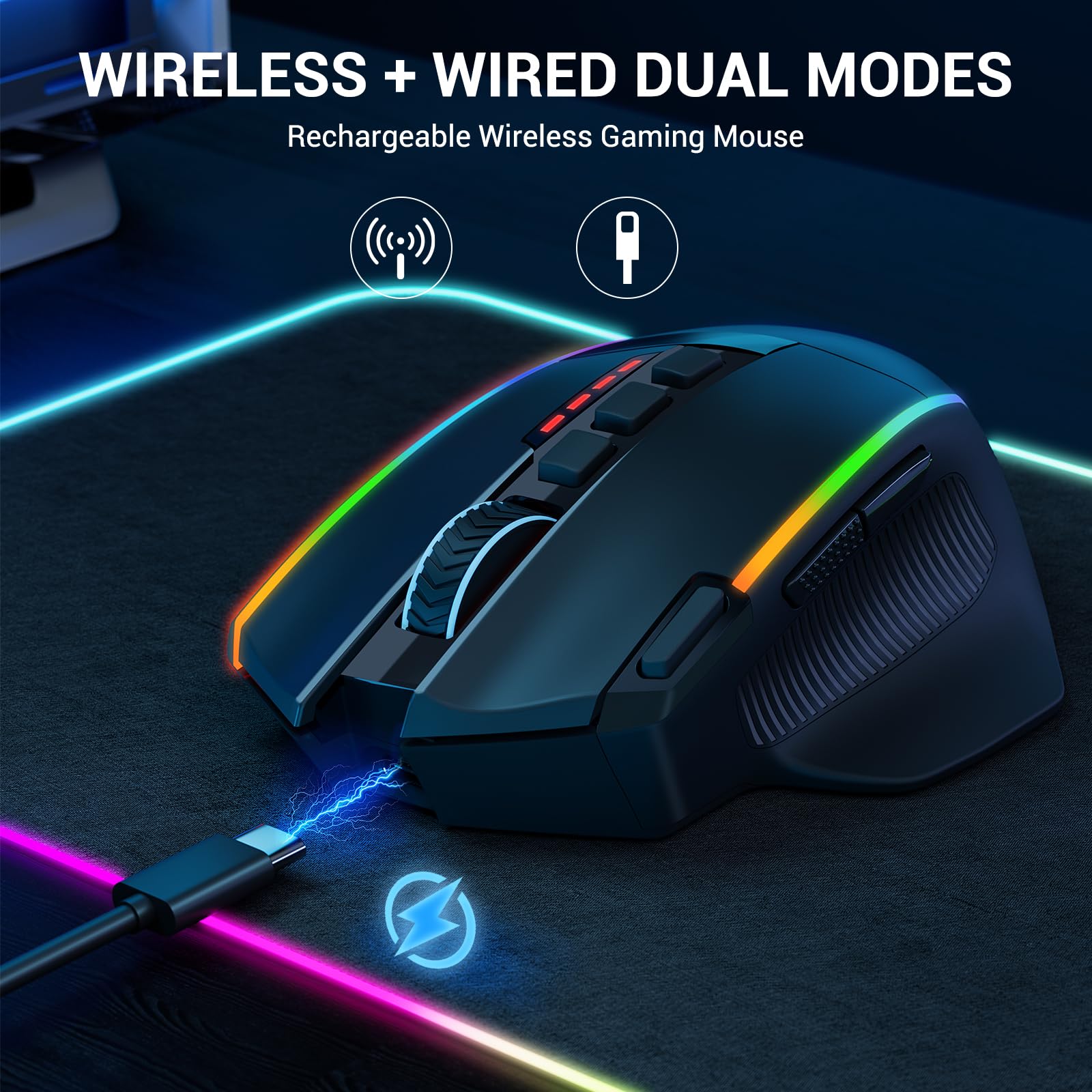 Foto 7 pulgar | Ratón Inalámbrico Para Juegos Redragon 16000 Dpi Con Retroiluminación Rgb - Venta Internacional.