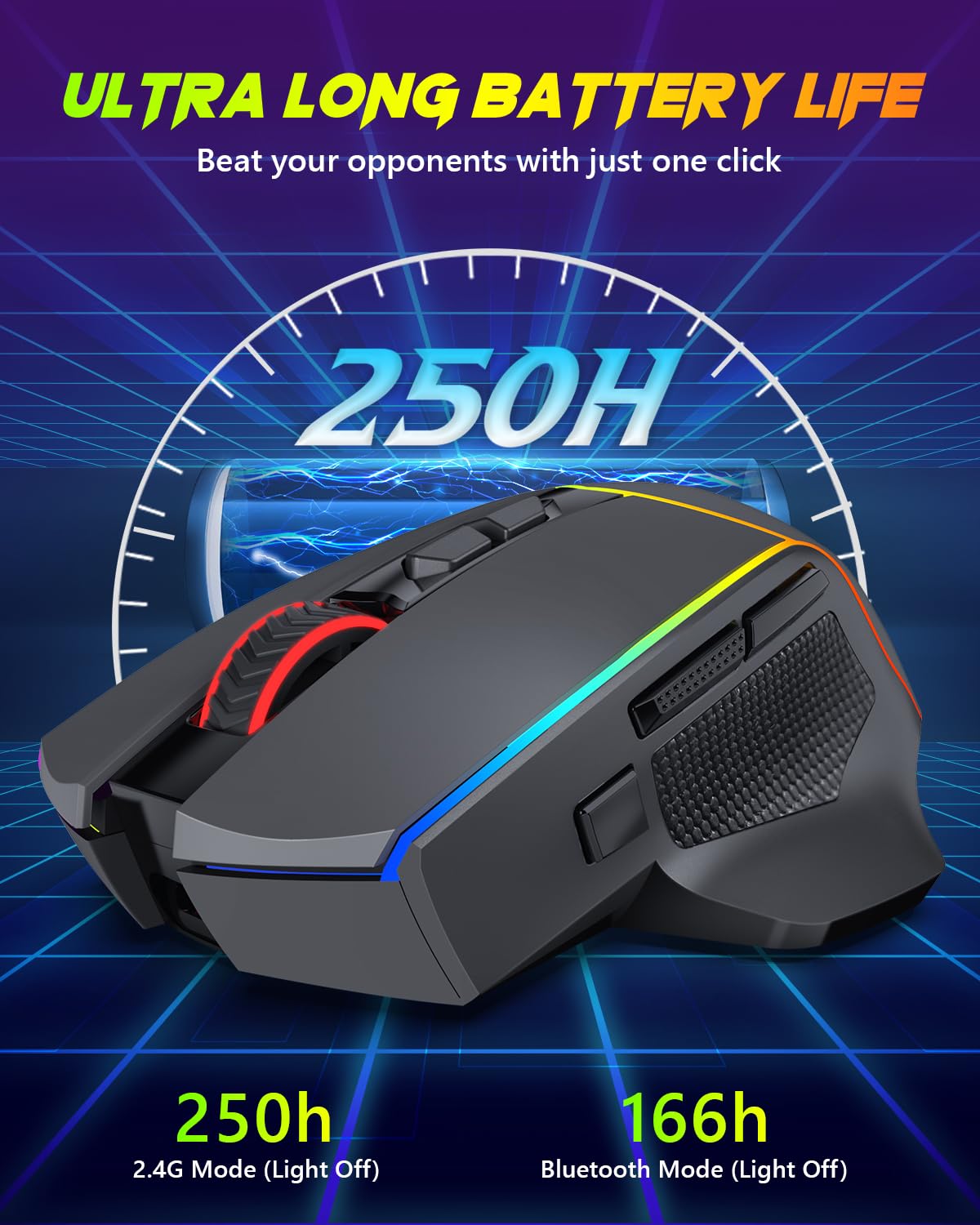 Foto 7 pulgar | Ratón Inalámbrico Para Juegos Redragon M814 8000 Dpi Rgb 250 Horas - Venta Internacional.
