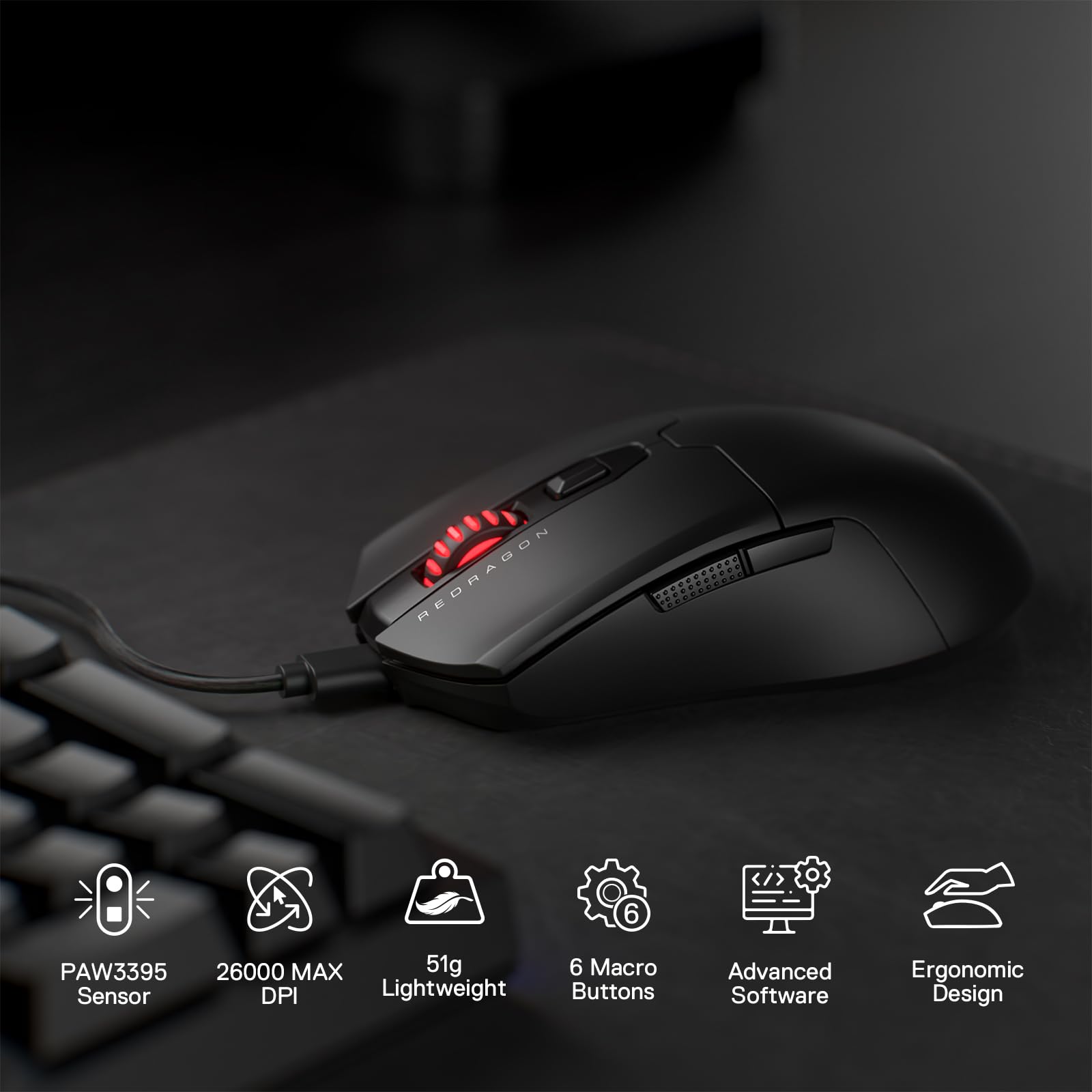Foto 3 pulgar | Ratón Para Juegos Redragon M995 Con Cable 26000 Dpi Negro - Venta Internacional.