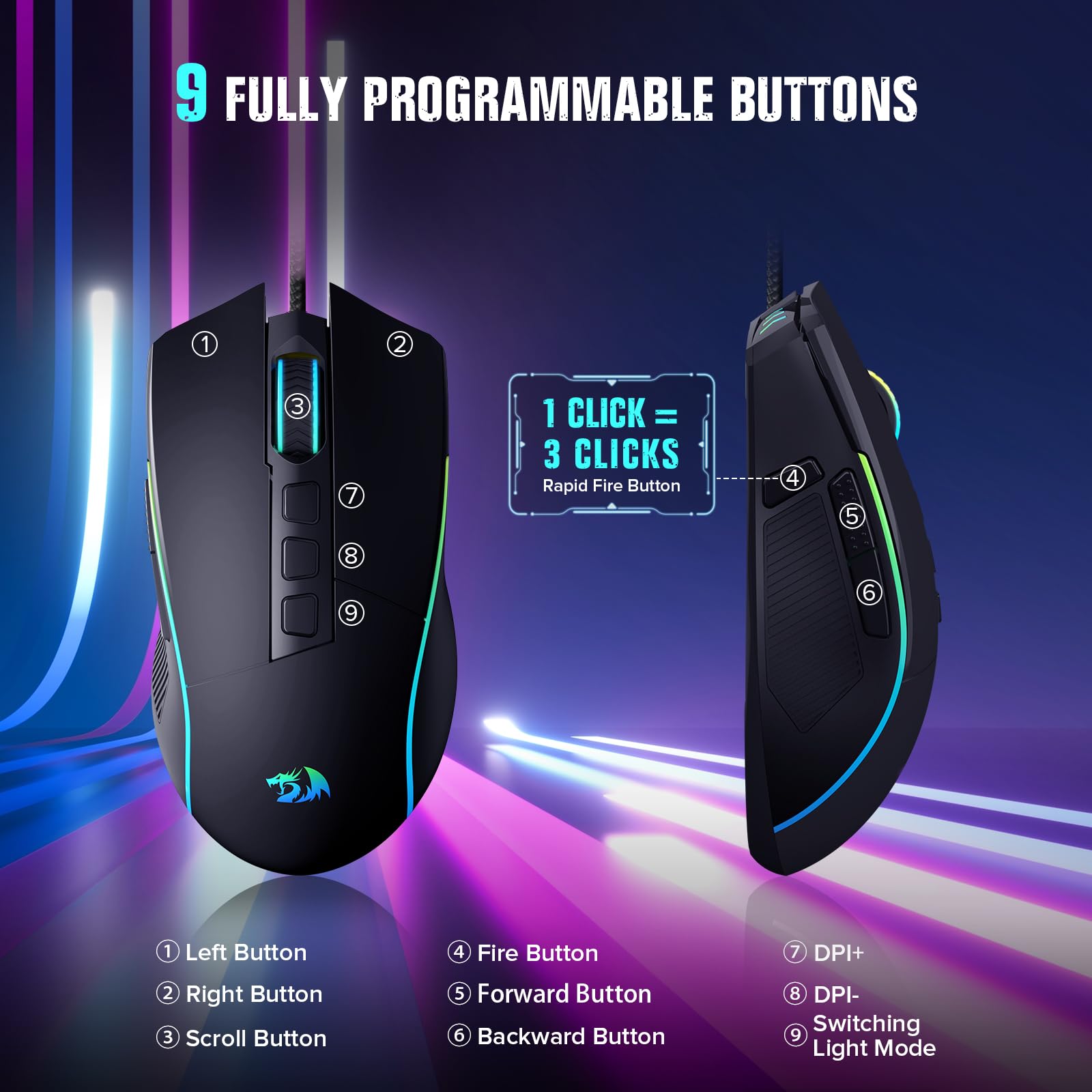 Foto 5 pulgar | Ratón Para Juegos Redragon Optical Sensor 16,000 Dpi Con Cable Rgb - Venta Internacional.
