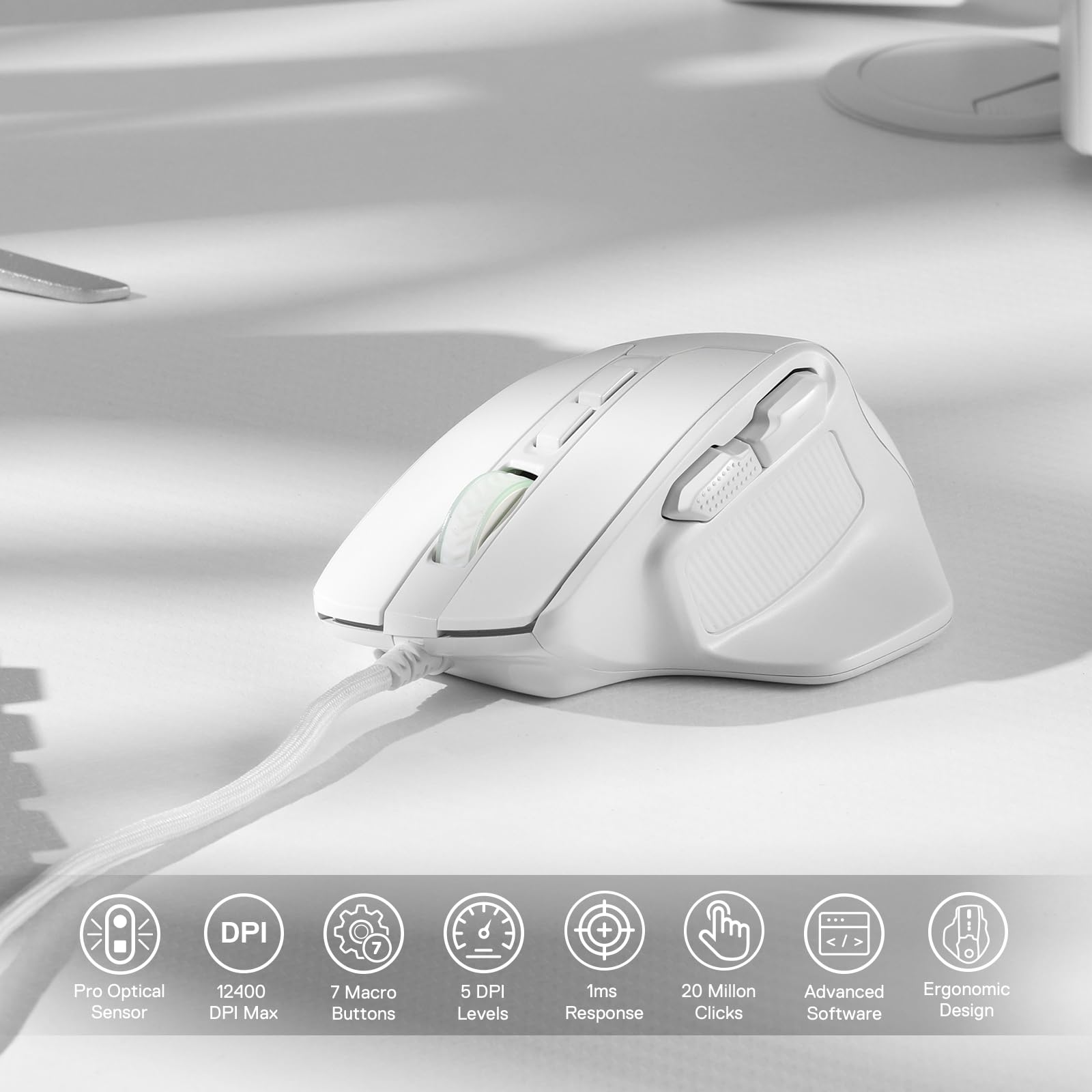 Foto 3 pulgar | Ratón Para Juegos Redragon M806 Bullseye De 7 Botones Rgb Con Cable Blanco - Venta Internacional.