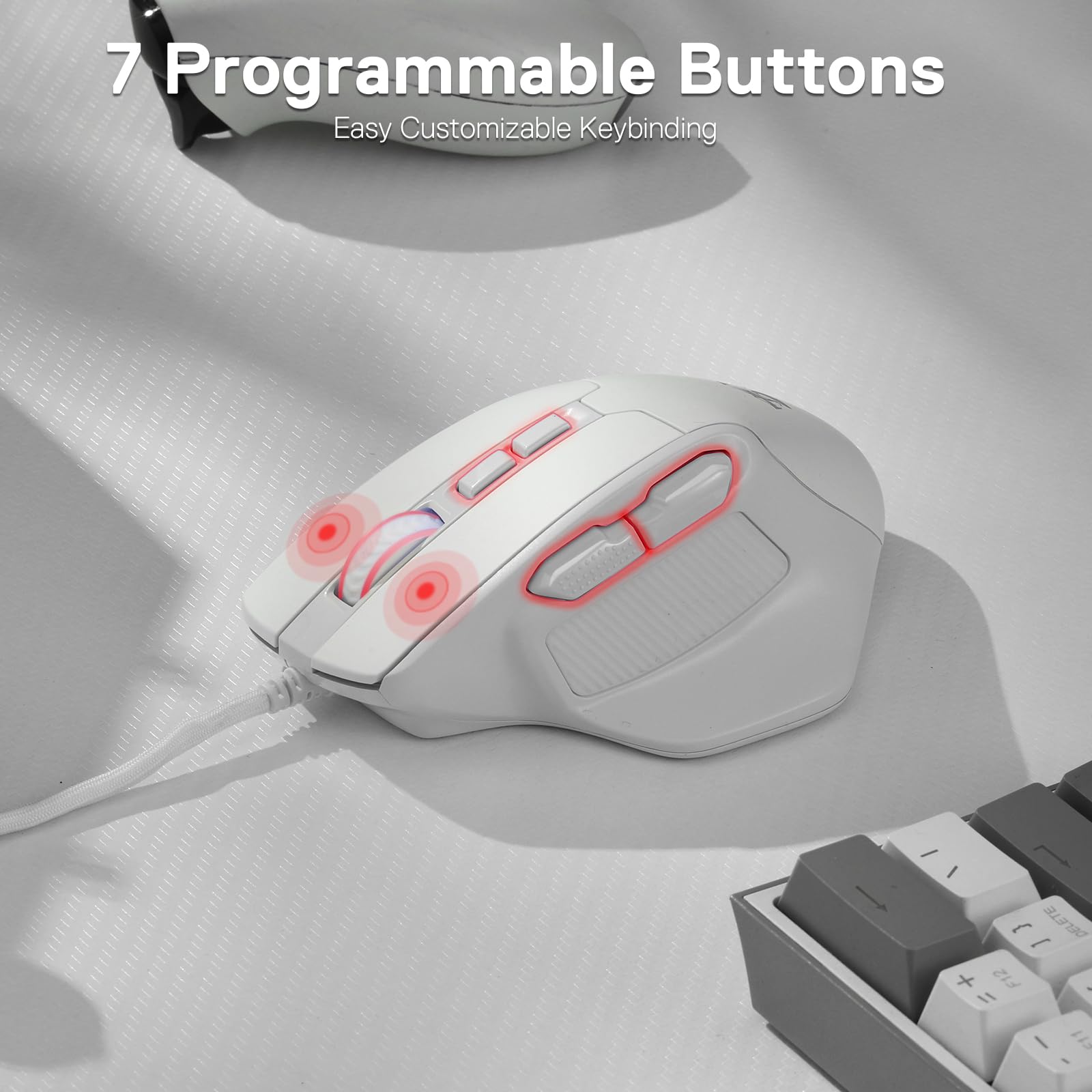 Foto 5 pulgar | Ratón Para Juegos Redragon M806 Bullseye De 7 Botones Rgb Con Cable Blanco - Venta Internacional.