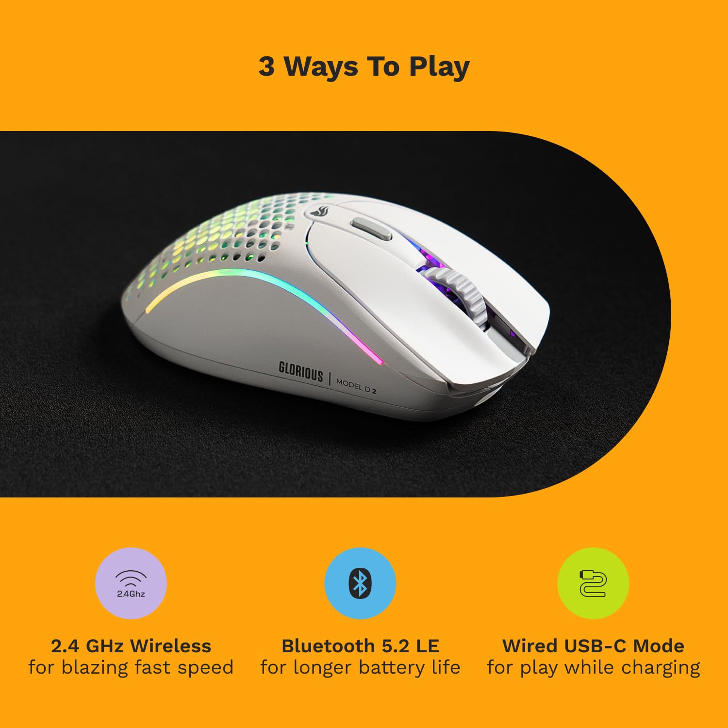 Foto 7 | Ratón Glorious Gaming Modelo D 2 Inalámbrico Ergonómico 66 G Blanco - Venta Internacional.