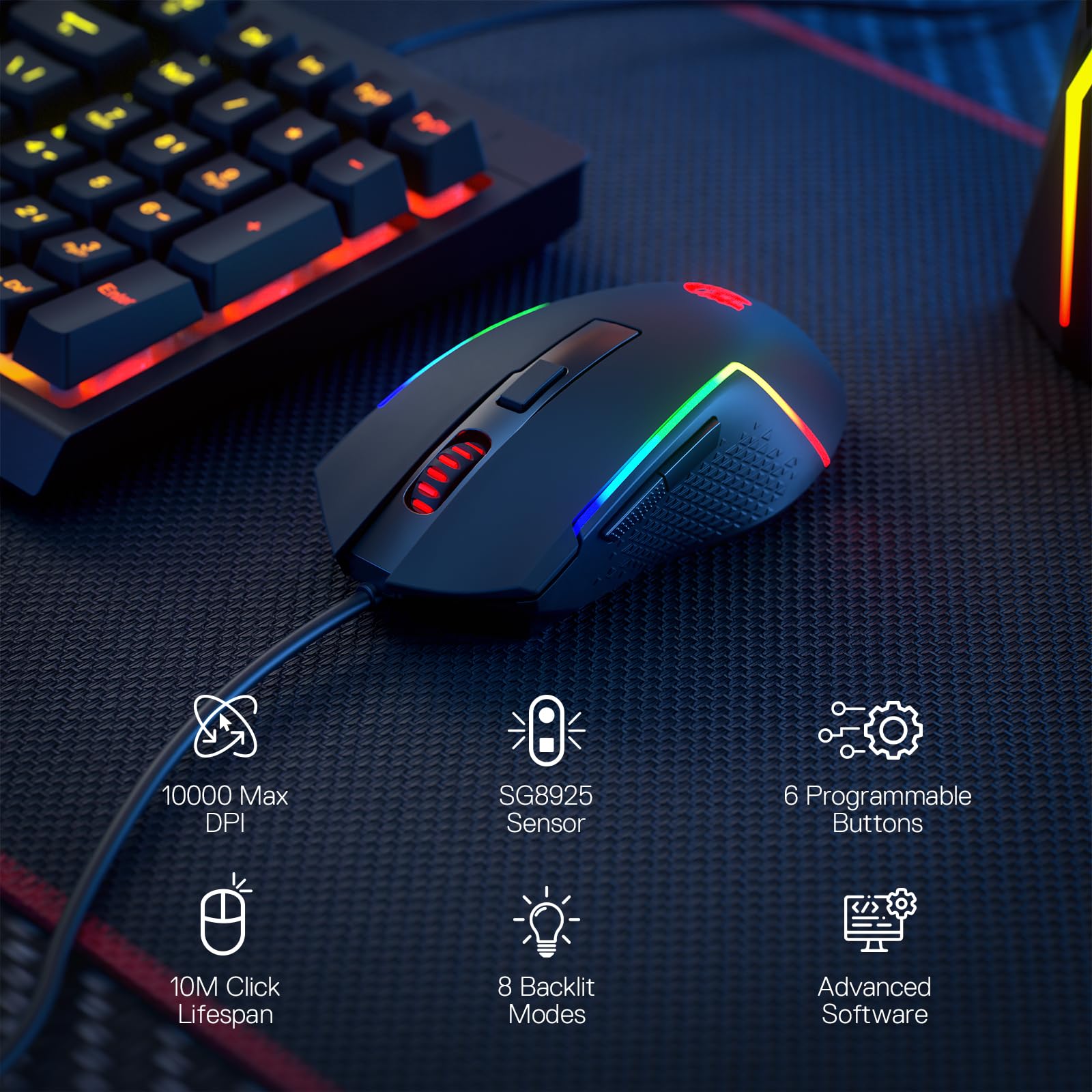 Foto 3 pulgar | Ratón Para Juegos Redragon M616 Rgb 10000 Dpi Con Cable Óptico - Venta Internacional.
