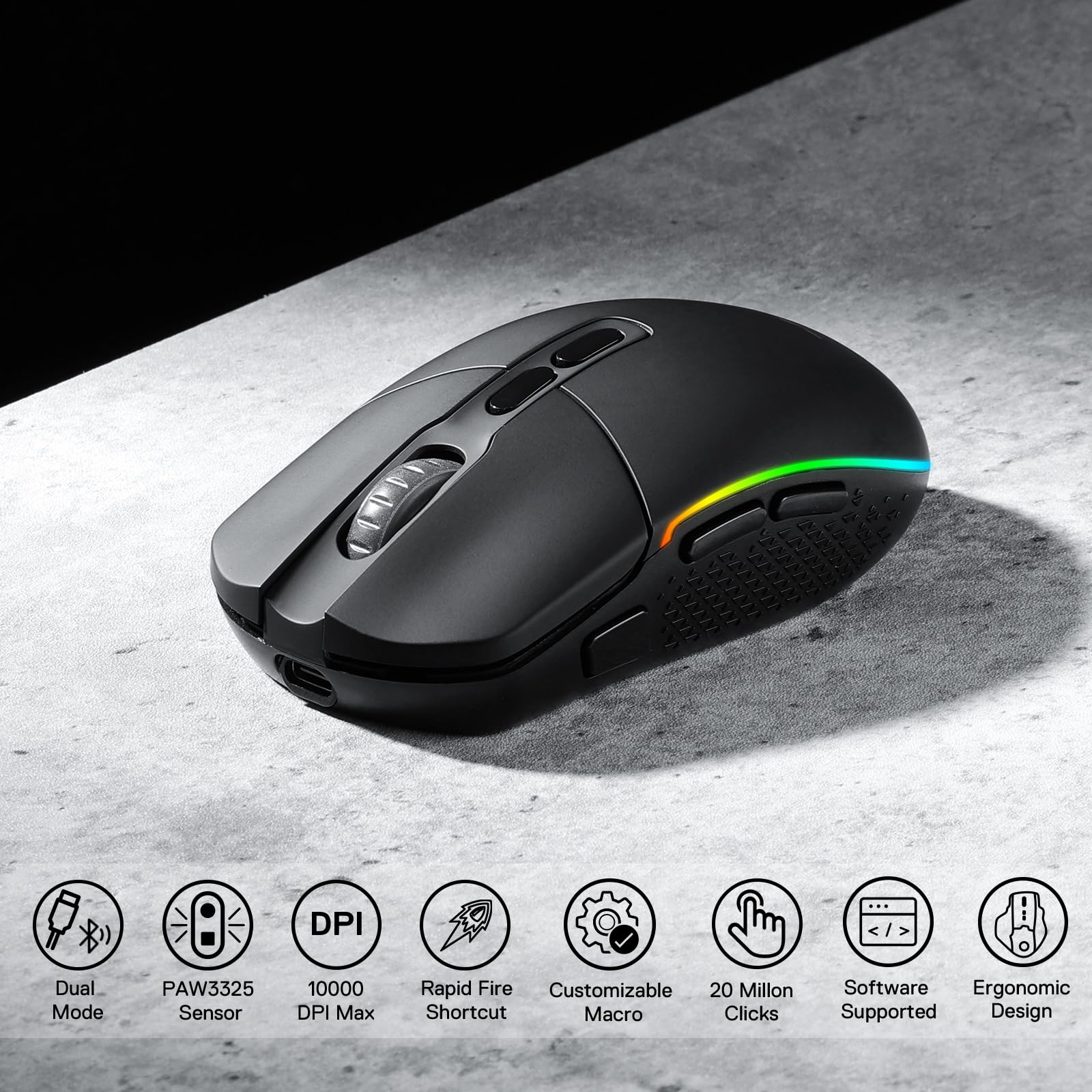 Foto 3 pulgar | Ratón Inalámbrico Para Juegos Redragon M719 Pro 10.000 Dpi Rgb - Venta Internacional.