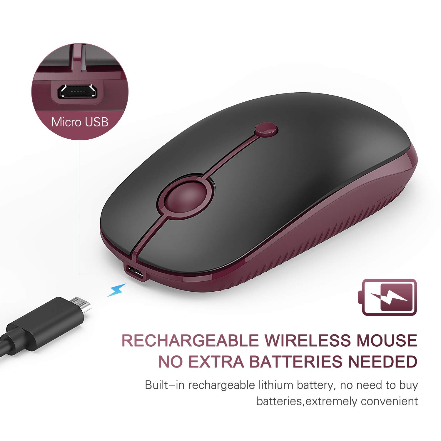 Foto 3 pulgar | Ratón Inalámbrico Vssoplor Type C Recargable Para Pc Negro - Venta Internacional.