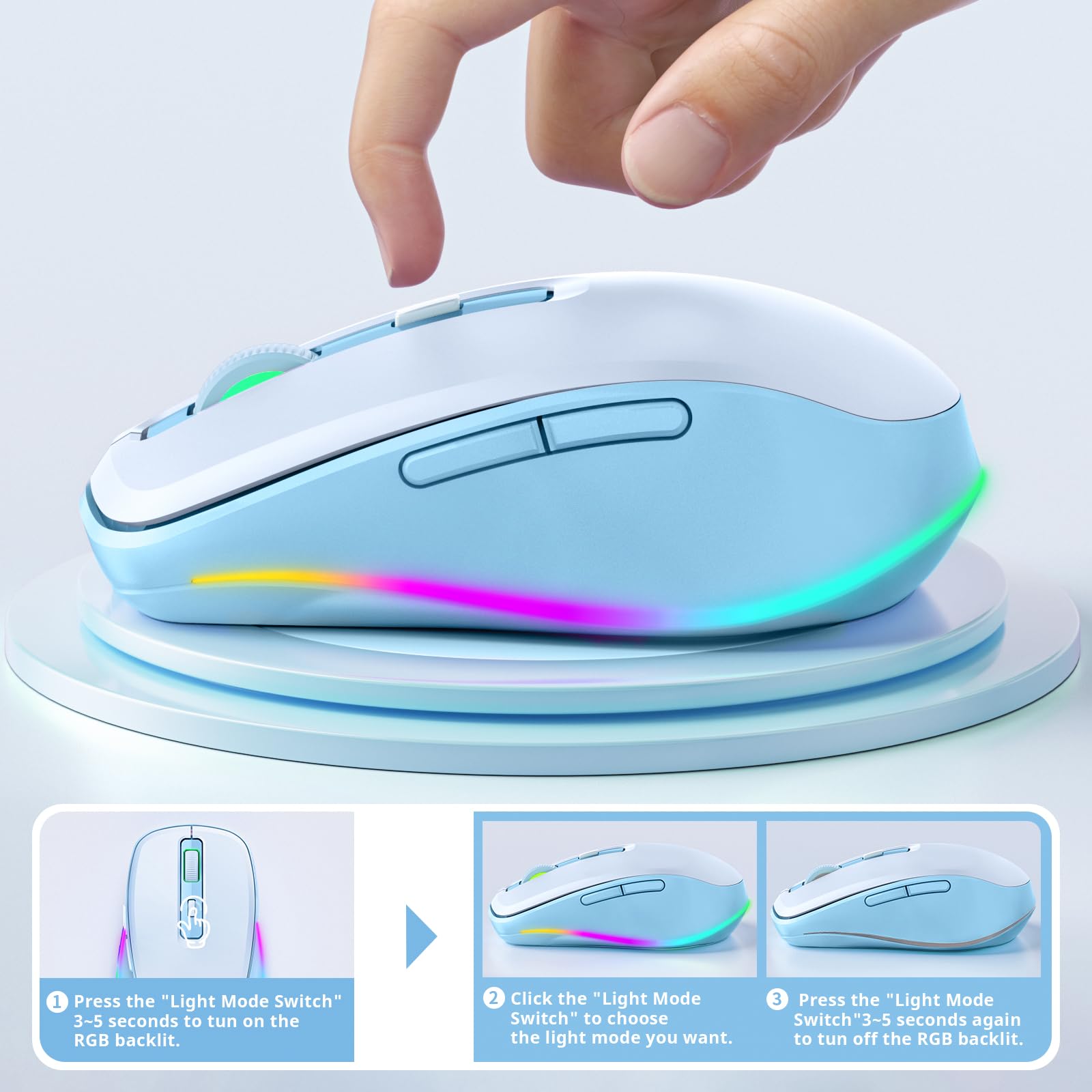 Foto 5 pulgar | Ratón Inalámbrico Senda Tipo C Con Jiggler Para Macbook Blue - Venta Internacional.