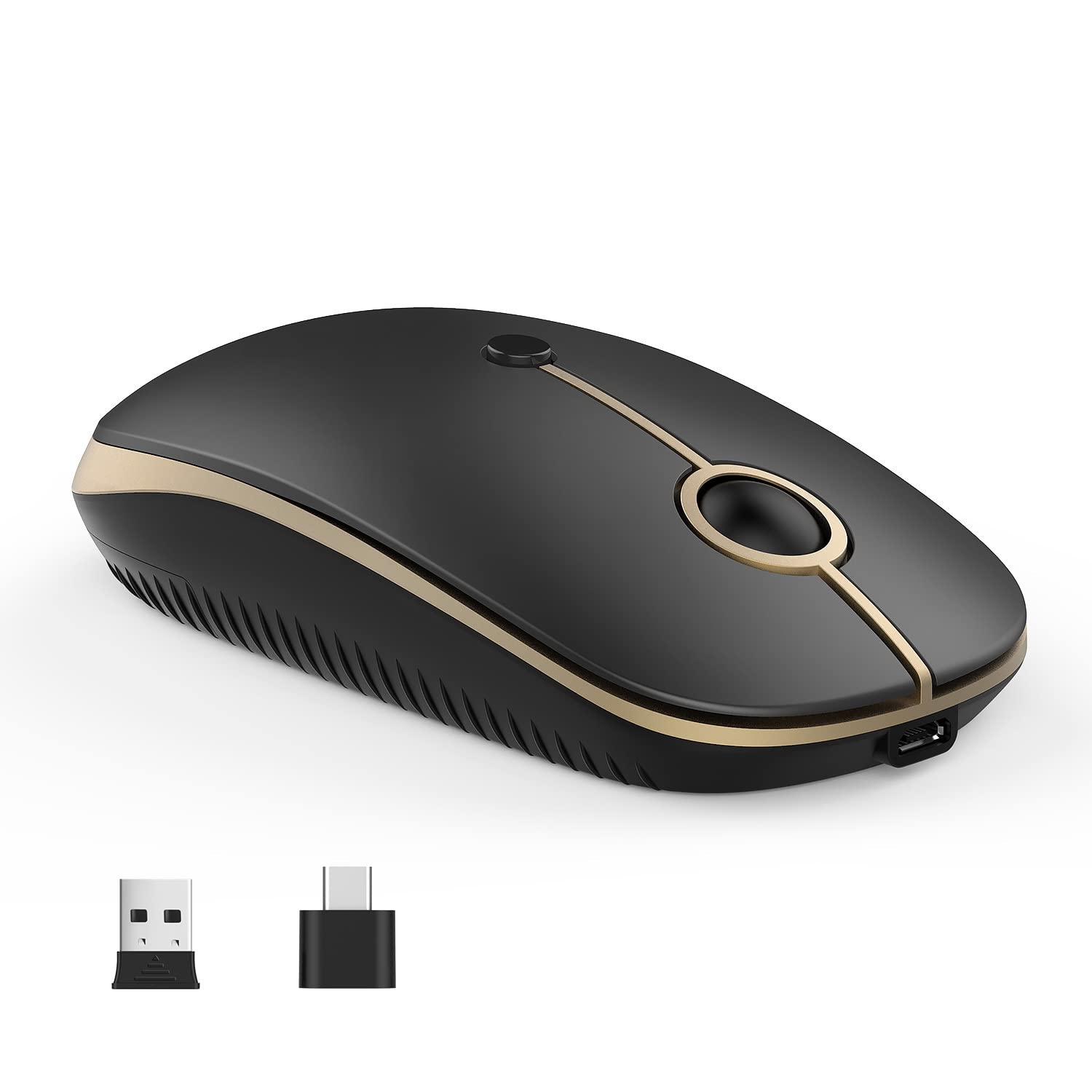 Foto 2 pulgar | Ratón Inalámbrico Vssoplor Tipo C Usb C Recargable Negro Dorado - Venta Internacional.
