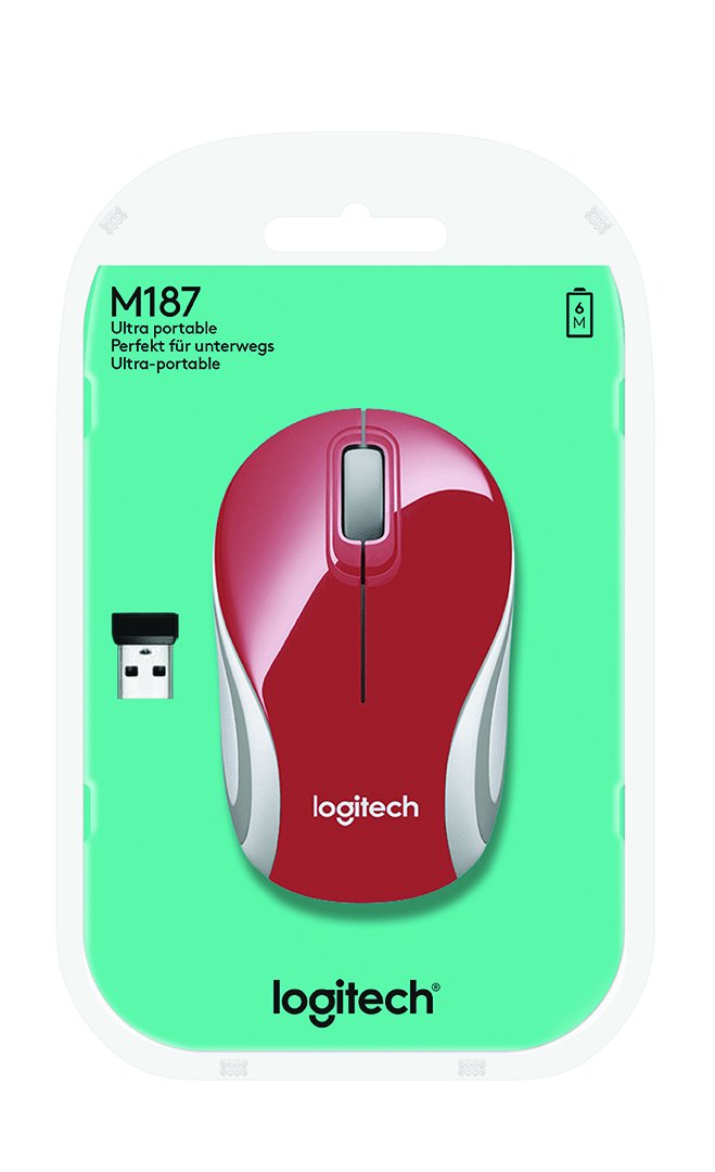 Foto 4 | Miniratón Inalámbrico Logitech M187 Rojo - Venta Internacional.