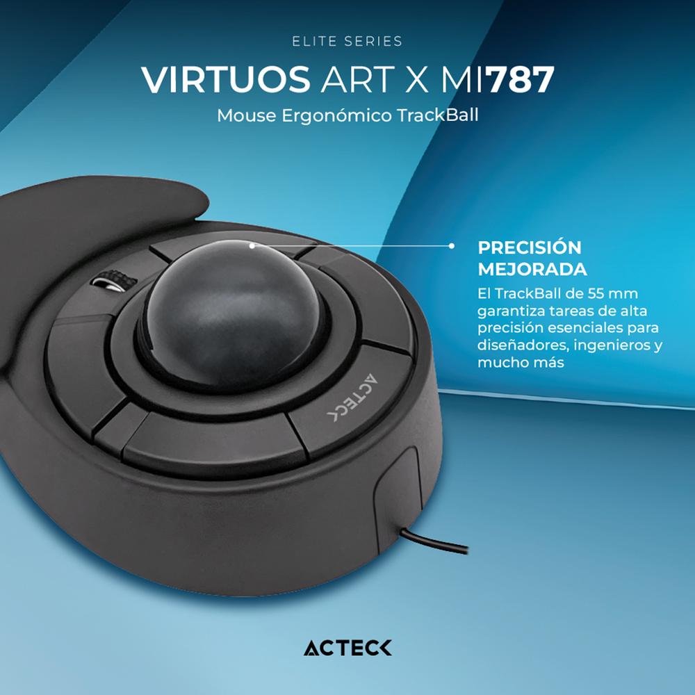 Foto 4 pulgar | Mouse Trackball Acteck Virtous Art X Mi787 Usb 2.4 Ghz 1600dpi 4 Botones Ergonomico Negro