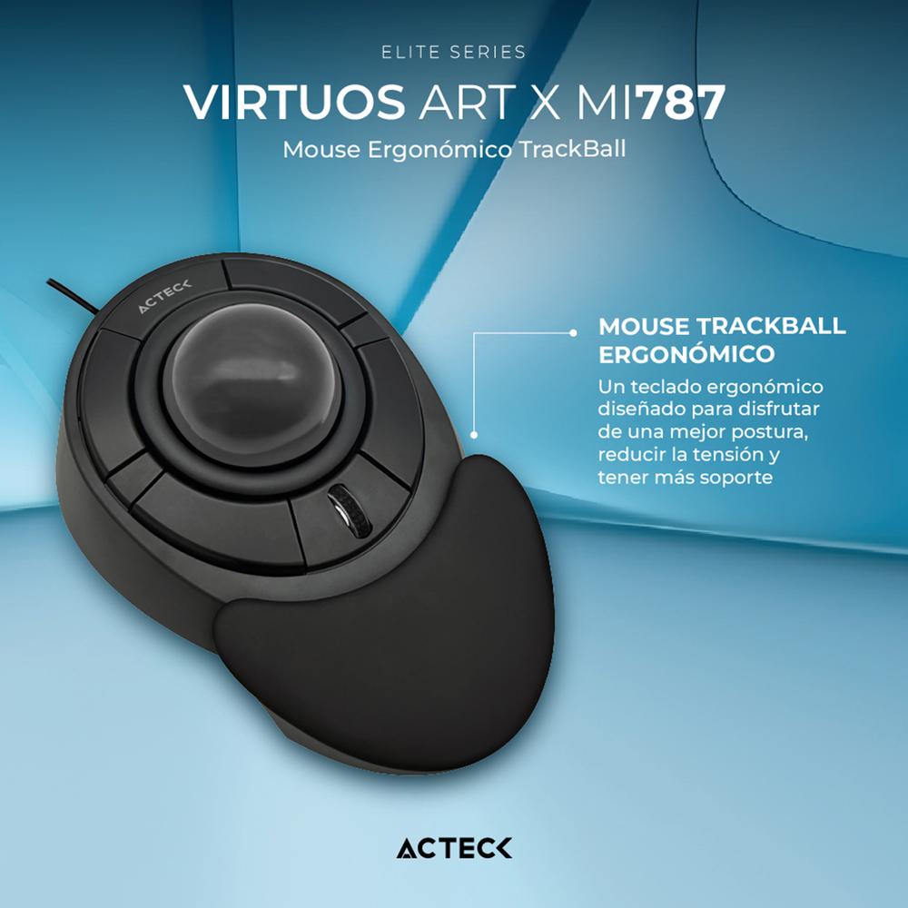Foto 5 pulgar | Mouse Trackball Acteck Virtous Art X Mi787 Usb 2.4 Ghz 1600dpi 4 Botones Ergonomico Negro