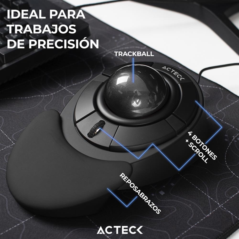 Foto 6 pulgar | Mouse Trackball Acteck Virtous Art X Mi787 Usb 2.4 Ghz 1600dpi 4 Botones Ergonomico Negro