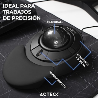 Foto 5 | Mouse Trackball Acteck Virtous Art X Mi787 Usb 2.4 Ghz 1600dpi 4 Botones Ergonomico Negro