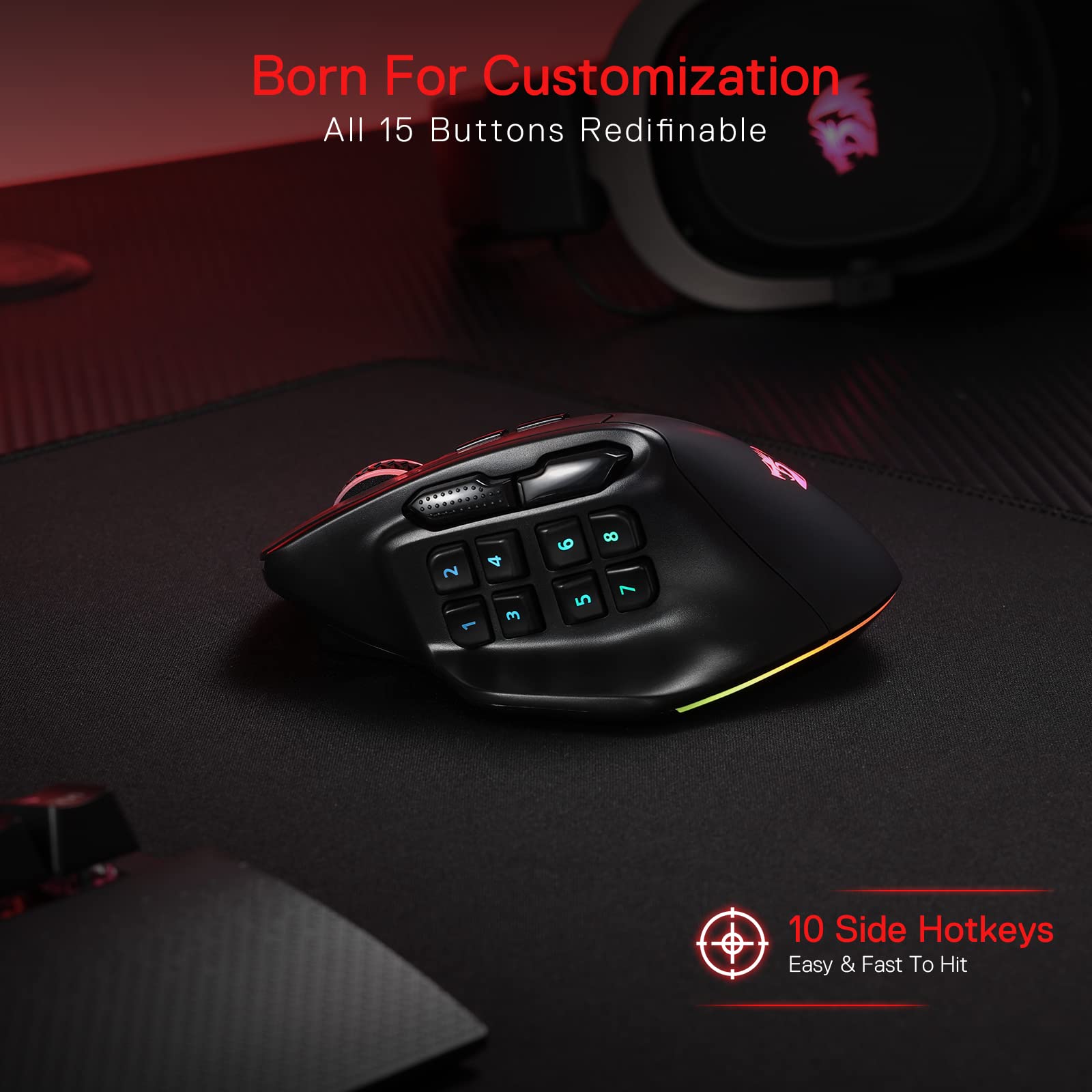 Foto 5 pulgar | Ratón Inalámbrico Mmo Para Juegos Redragon M811 Pro Con 15 Botones - Venta Internacional.