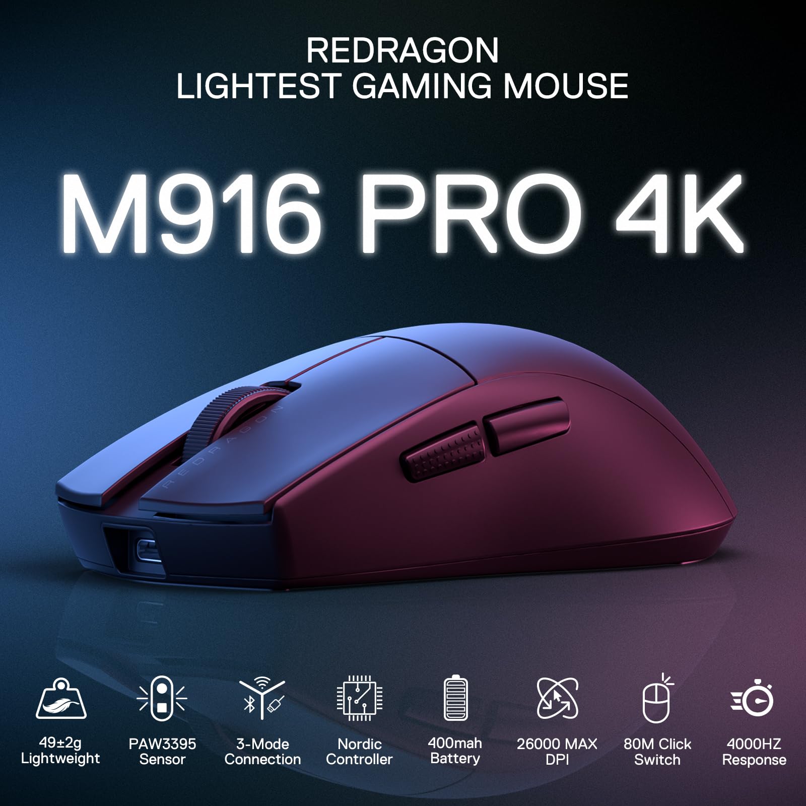 Foto 3 pulgar | Ratón Inalámbrico Para Juegos Redragon M916 Pro 26k Dpi Ultraligero - Venta Internacional.