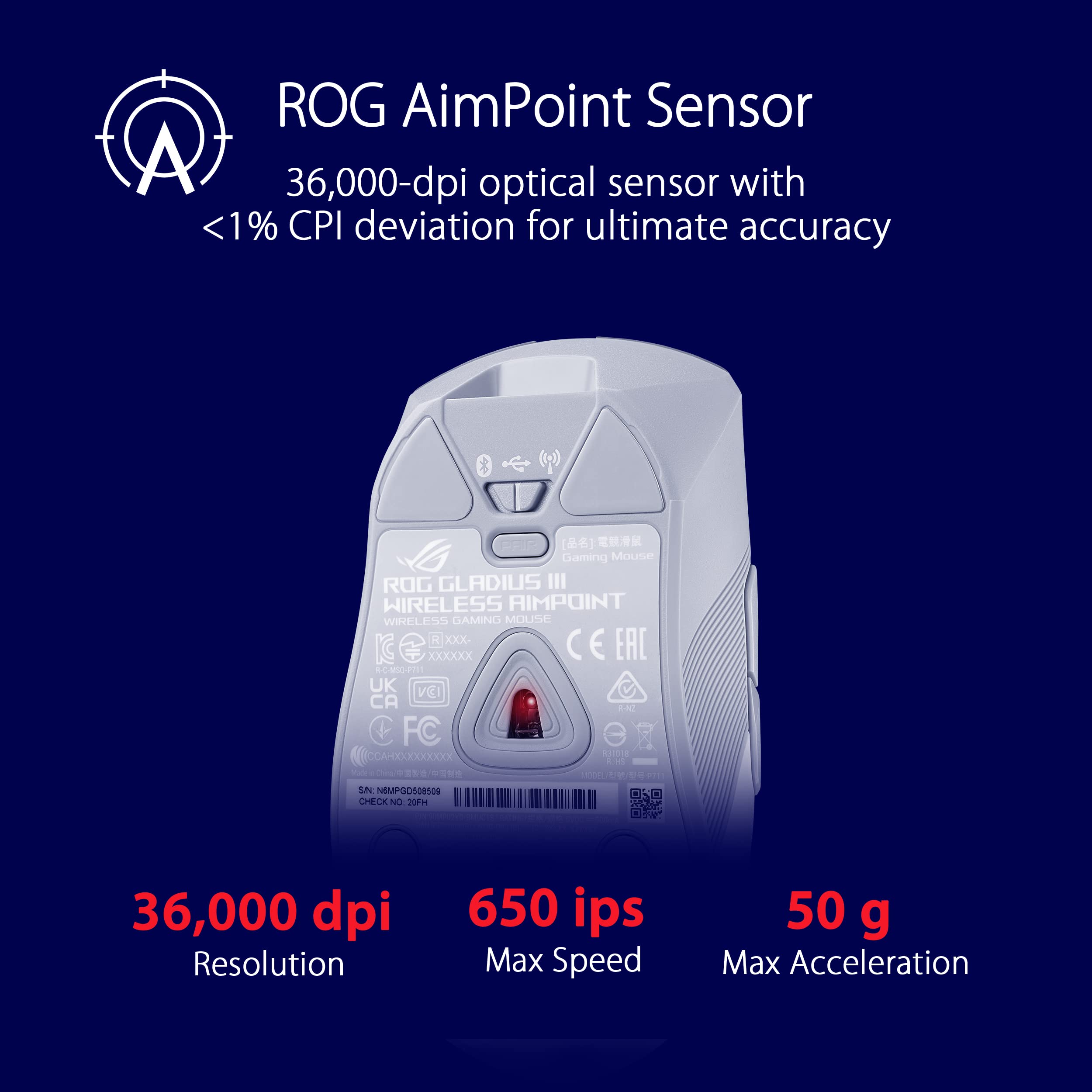 Foto 3 pulgar | Ratón Para Juegos Asus Rog Gladius Iii Inalámbrico 36000 Dpi - Blanco - Venta Internacional.