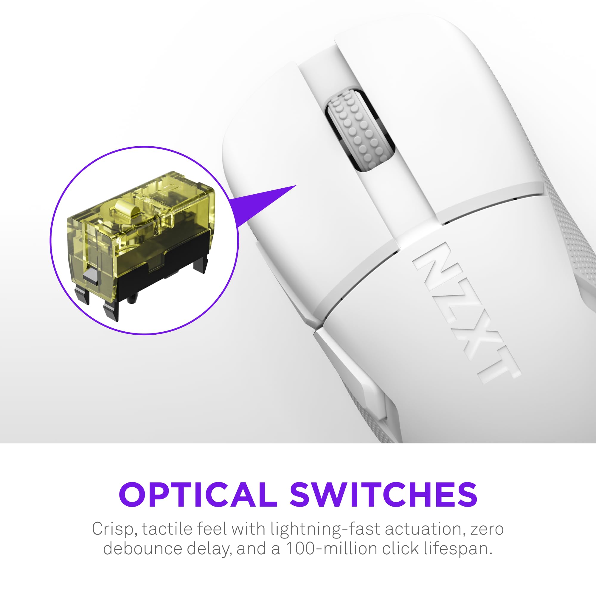 Foto 6 | Ratón Inalámbrico Para Juegos Nzxt Lift Elite 57 G 26 K Dpi Blanco - Venta Internacional.