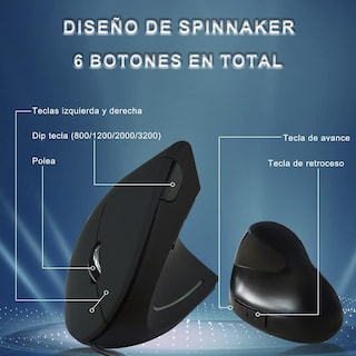 Foto 3 | Mouse Gamer Ergonómico Con Cable – Vertical, 5 Botones + Scroll, Luz Rgb Para Dpi Ajustable – Ideal Para