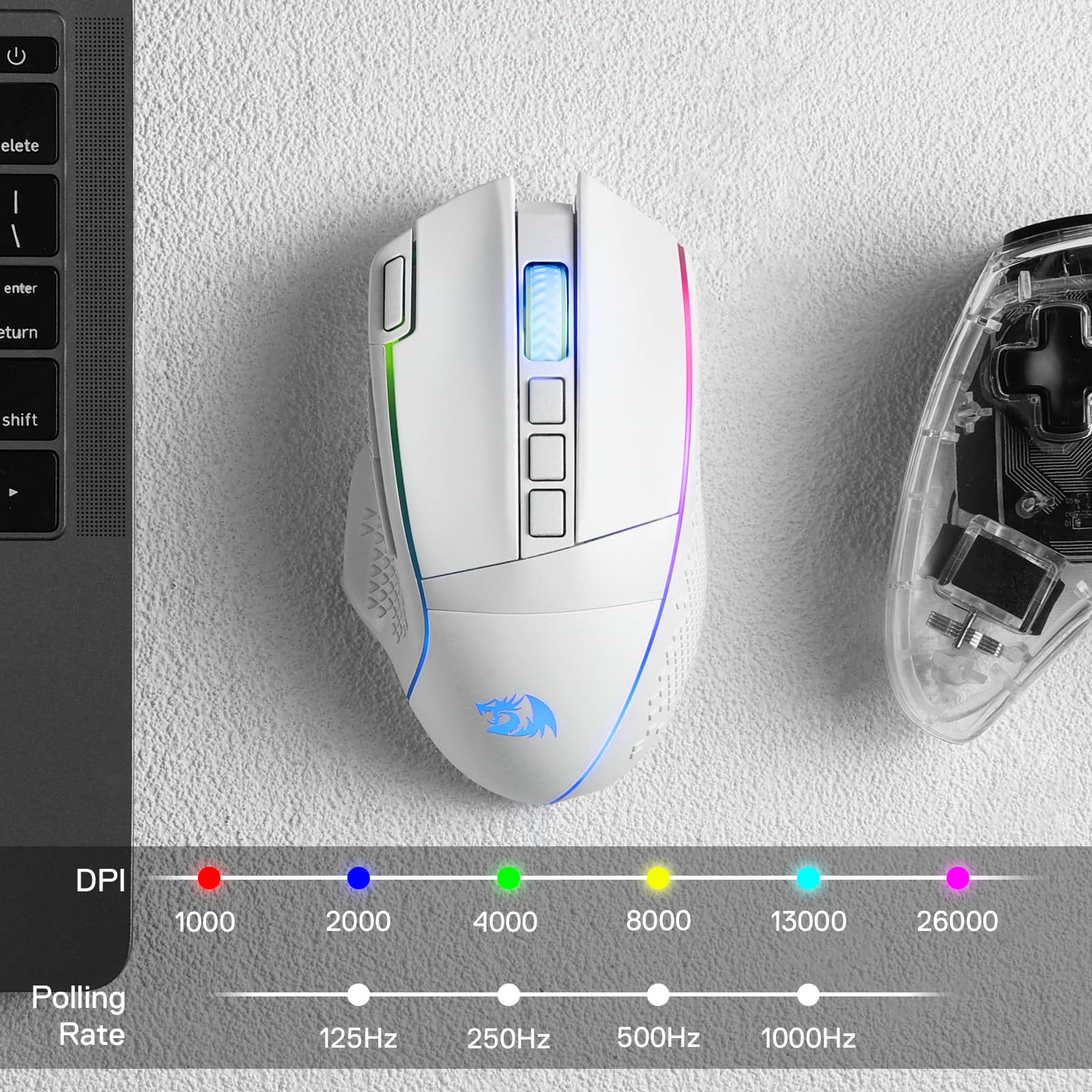 Foto 6 | Ratón Inalámbrico Para Juegos Redragon M991 26000 Dpi Blanco - Venta Internacional.