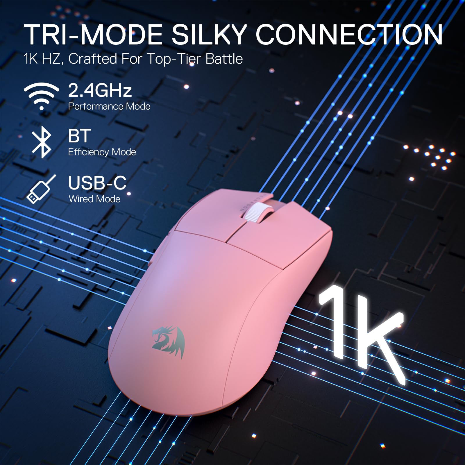 Foto 3 pulgar | Ratón Inalámbrico Para Juegos Redragon M916 Pro 26k Dpi Rosa - Venta Internacional.