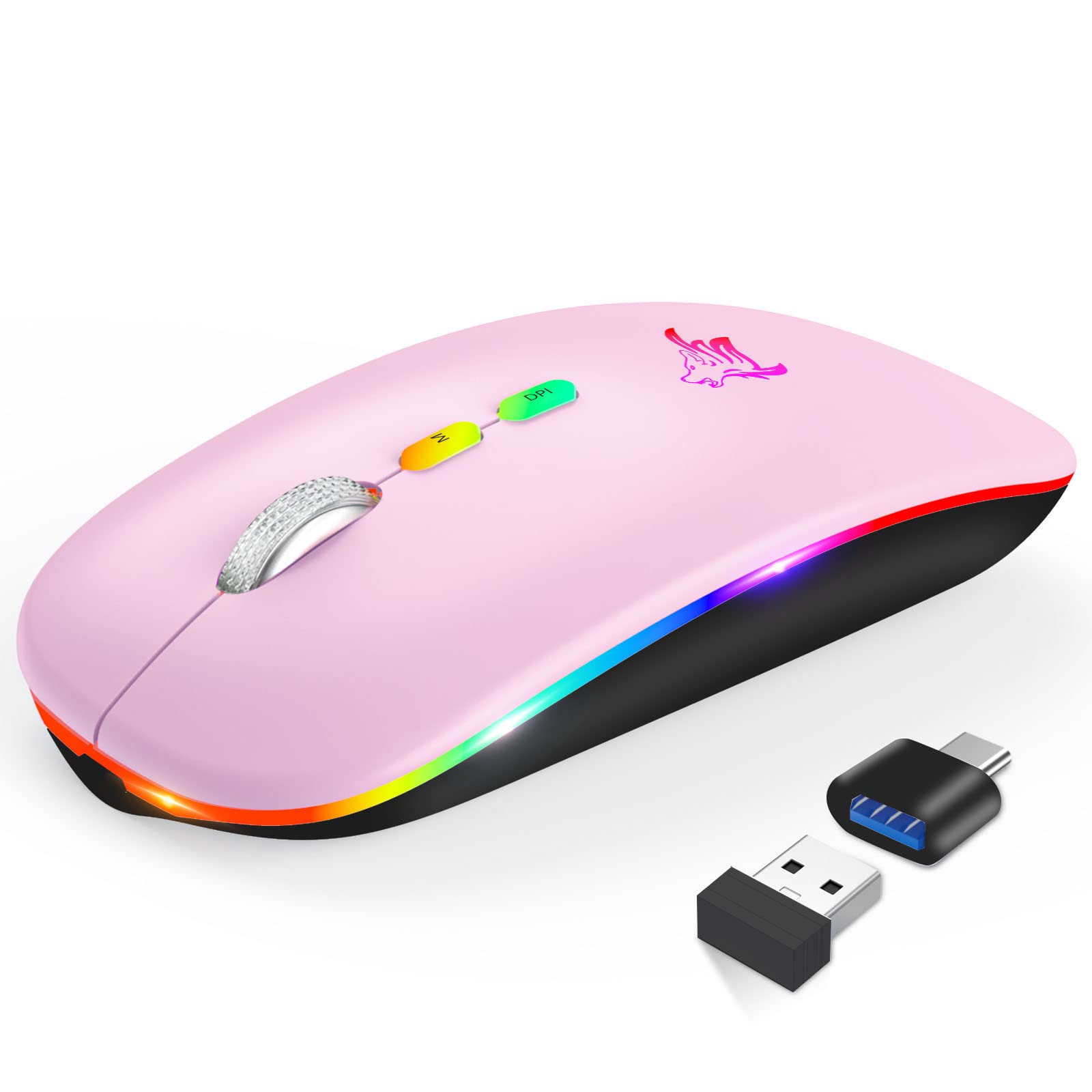 Ratón Inalámbrico Hotlife Led Slim Recargable Bluetooth Rosa - Venta Internacional.