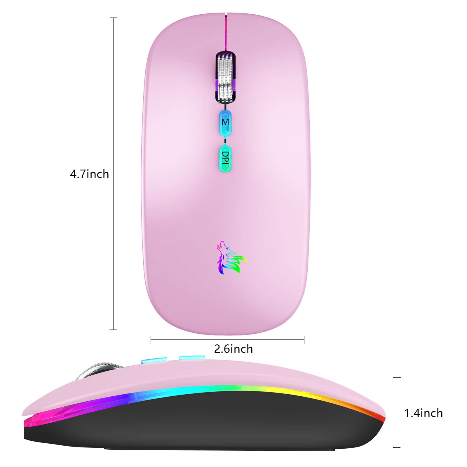 Foto 8 pulgar | Ratón Inalámbrico Hotlife Led Slim Recargable Bluetooth Rosa - Venta Internacional.