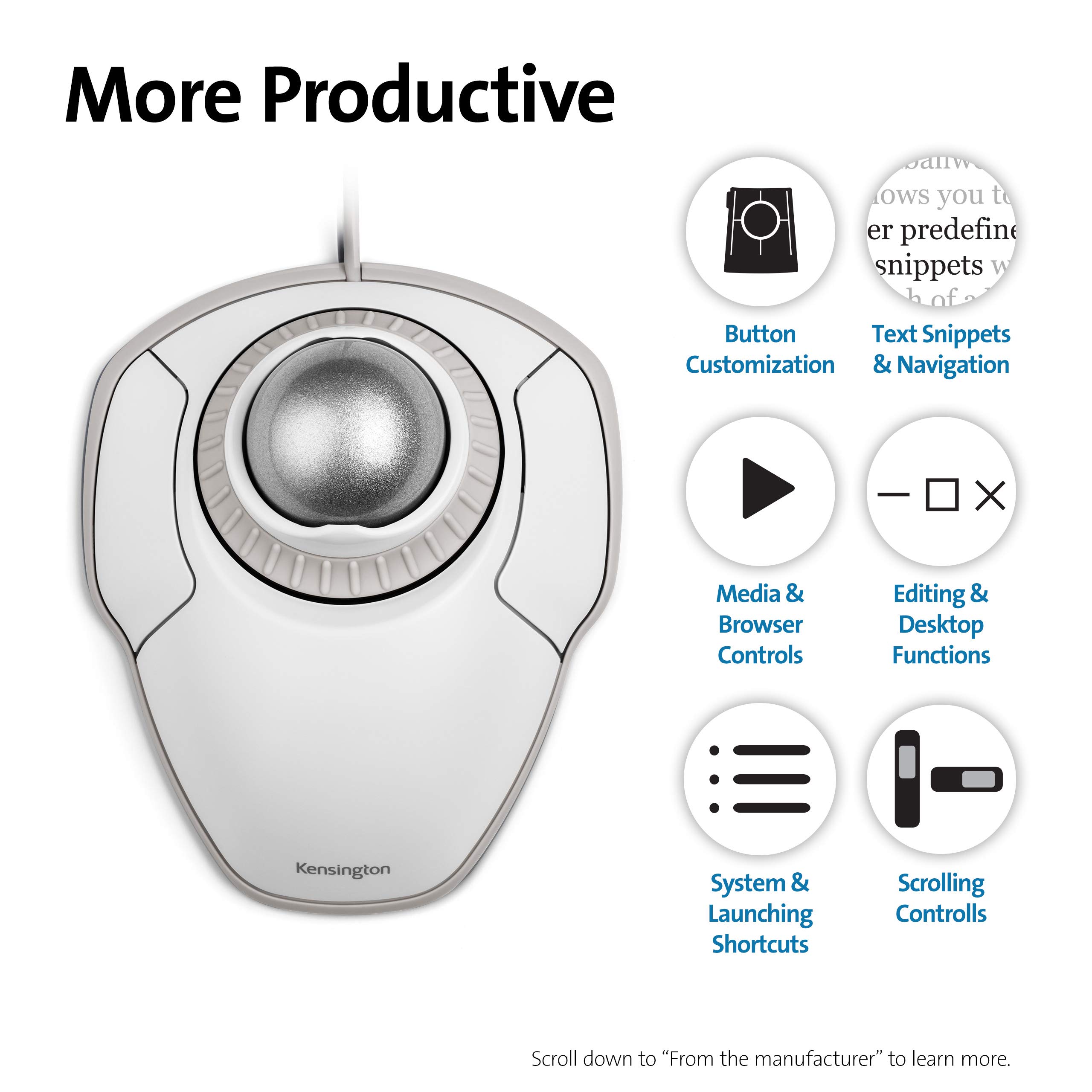 Foto 5 | Mouse Trackball Kensington Orbit K72500ww Blanco - Venta Internacional
