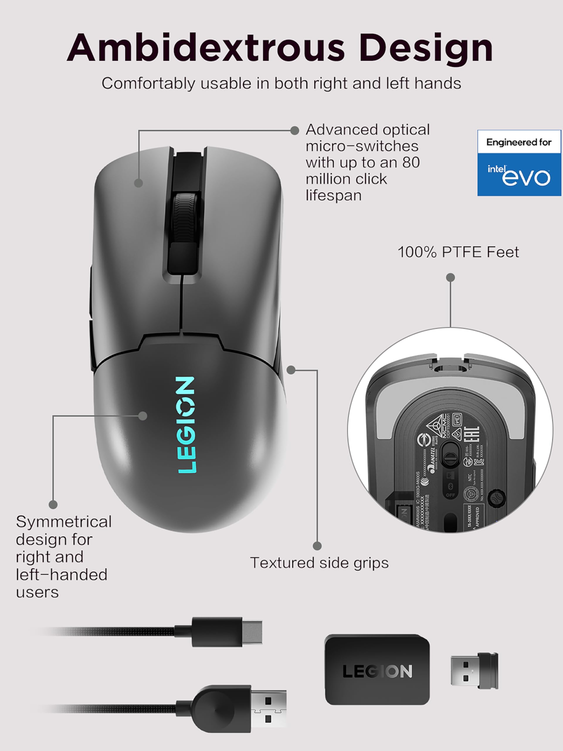 Foto 4 pulgar | Ratón Inalámbrico Para Juegos Lenovo Legion M600s Rgb 19.000 Dpi - Venta Internacional.