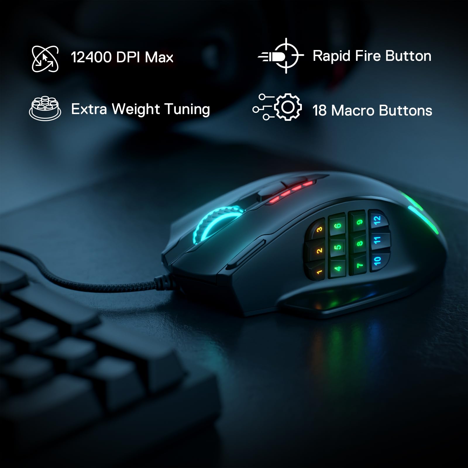 Foto 3 pulgar | Ratón Para Juegos Redragon M908 Impact Rgb Led 12,400 Dpi - Venta Internacional.