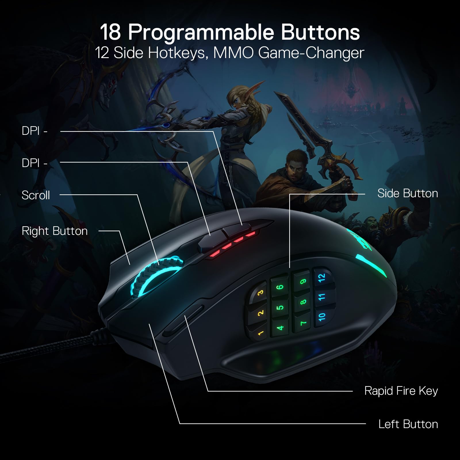 Foto 5 pulgar | Ratón Para Juegos Redragon M908 Impact Rgb Led 12,400 Dpi - Venta Internacional.