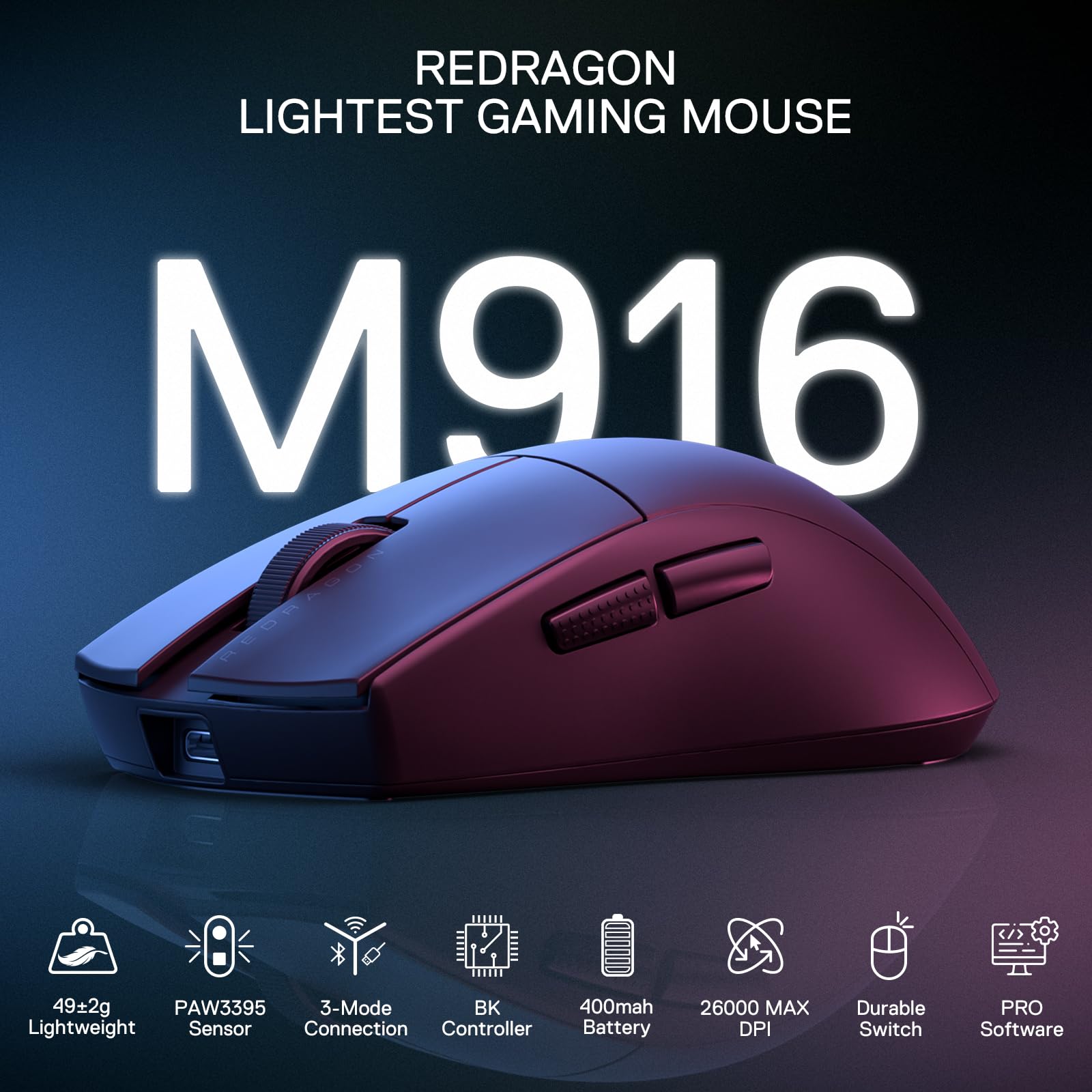 Foto 8 pulgar | Ratón Inalámbrico Para Juegos Redragon M916 Pro 26k Dpi Ultraligero - Venta Internacional.