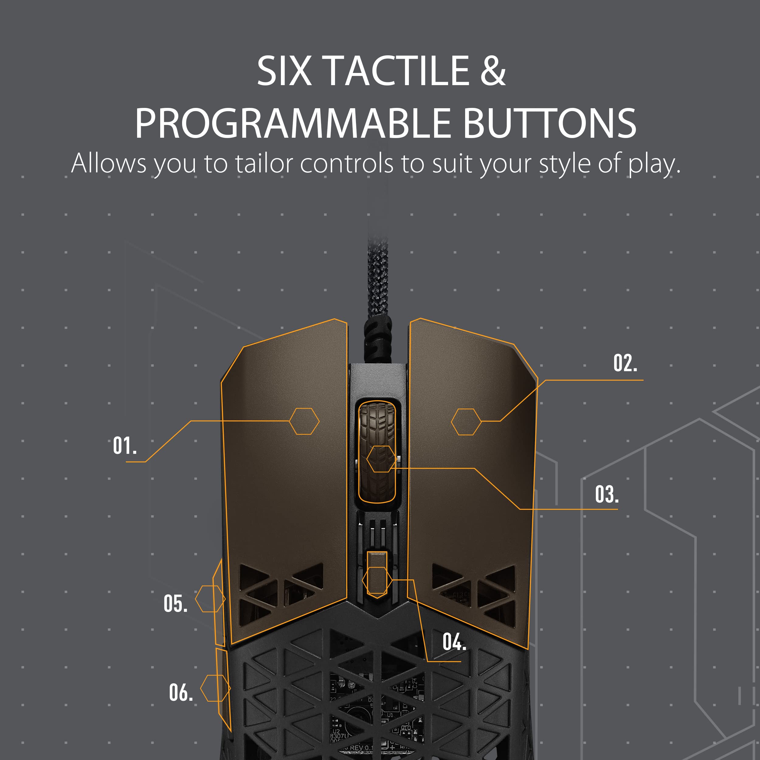 Foto 6 | Ratón Para Juegos Asus Tuf Gaming M4 Air, Ligero, 47 G, Negro - Venta Internacional.