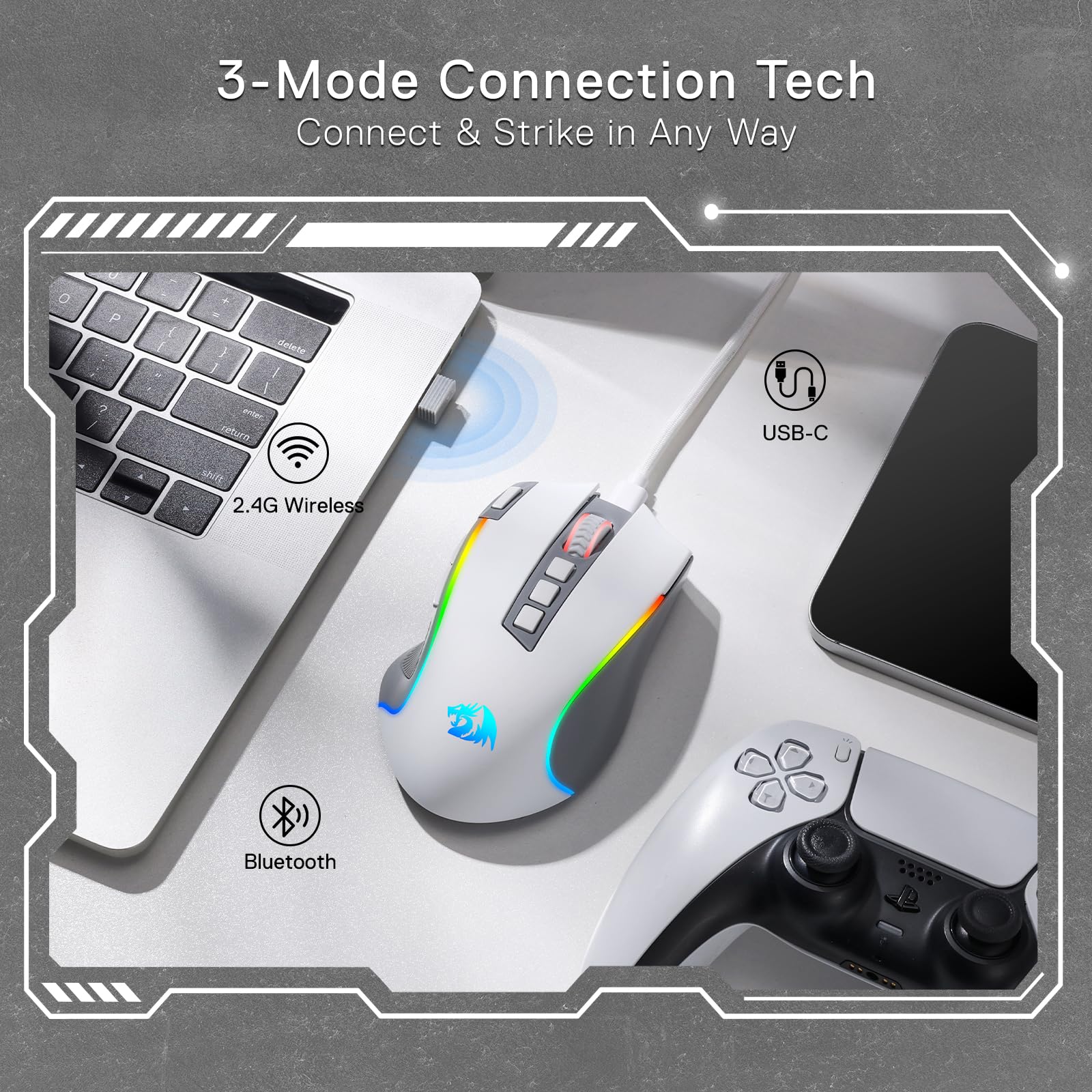 Foto 4 | Ratón Para Juegos Redragon M612 Pro Rgb 8000 Dpi Con Cable/inalámbrico - Venta Internacional.