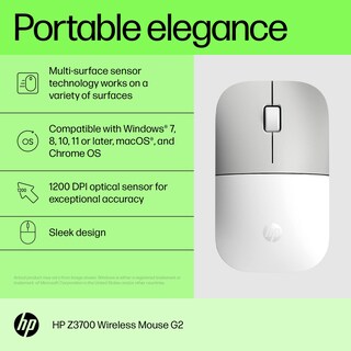 Foto 2 | Ratón Inalámbrico Hp Z3700 G2 Blanco Para Pc, Portátil, Mac - Venta Internacional.