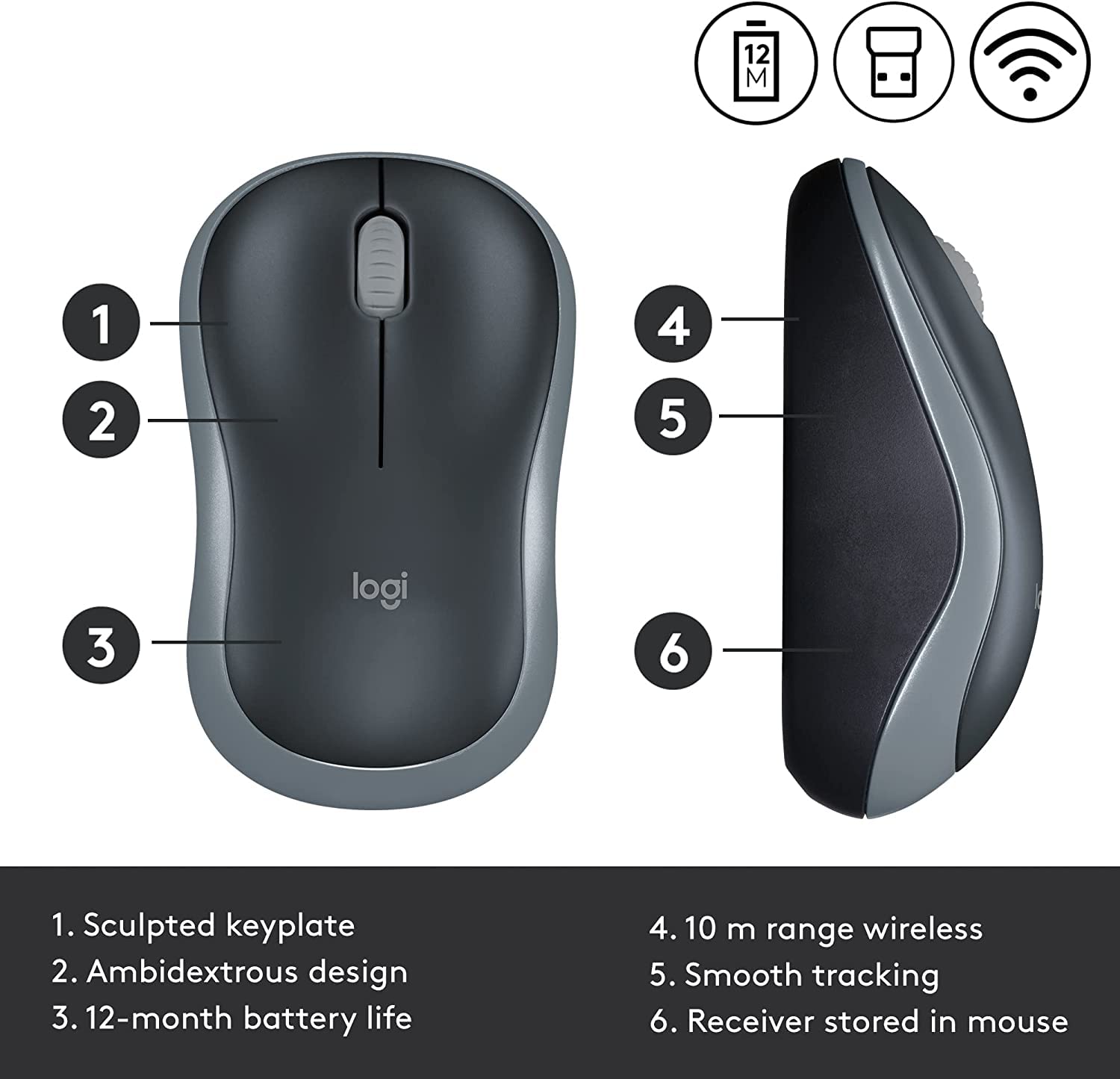 Foto 7 pulgar | Ratón Inalámbrico Logitech M185 Swift Grey - Venta Internacional.