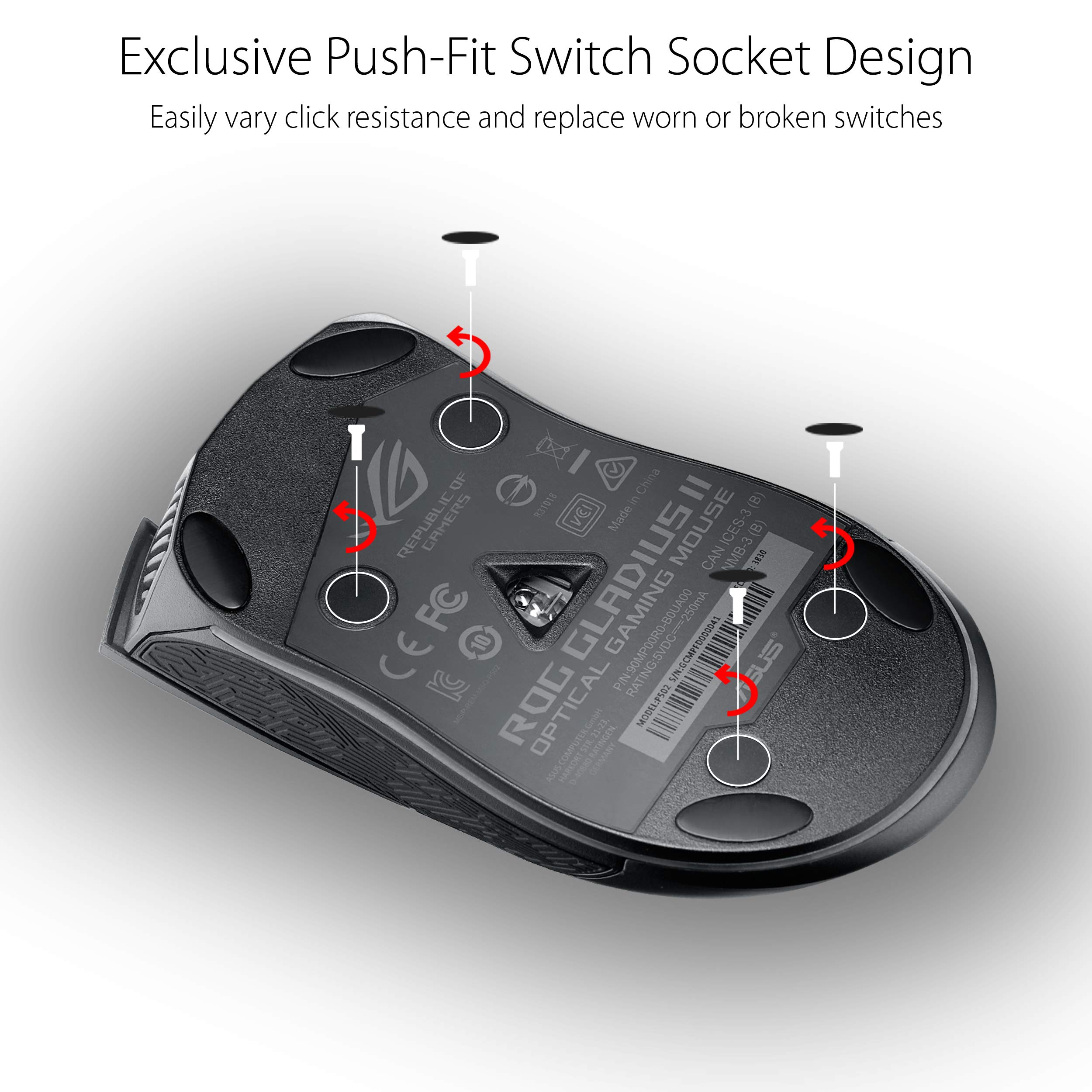 Foto 6 pulgar | Ratón Para Juegos Asus Rog Gladius Ii Core 6200 Dpi Óptico - Venta Internacional.