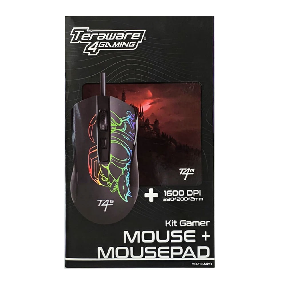 Foto 2 pulgar | Kit: Mouse Alámbrico Westminster Conexión Cable Usb  1600 Dpi  4 Botones  Negro + Mousepad