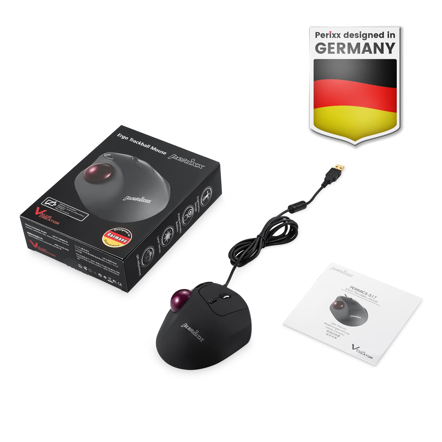 Foto 7 | Ratón Trackball Perixx Perimice-517 Con Cable Usb De 7 Botones - Venta Internacional.
