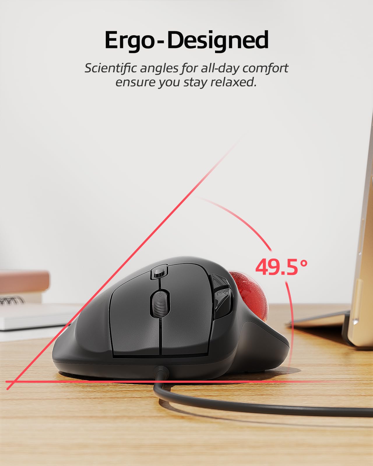 Foto 4 pulgar | Ratón Trackball Nulea M509 Con Cable  Diseño Ergonómico  Rojo - Venta Internacional.