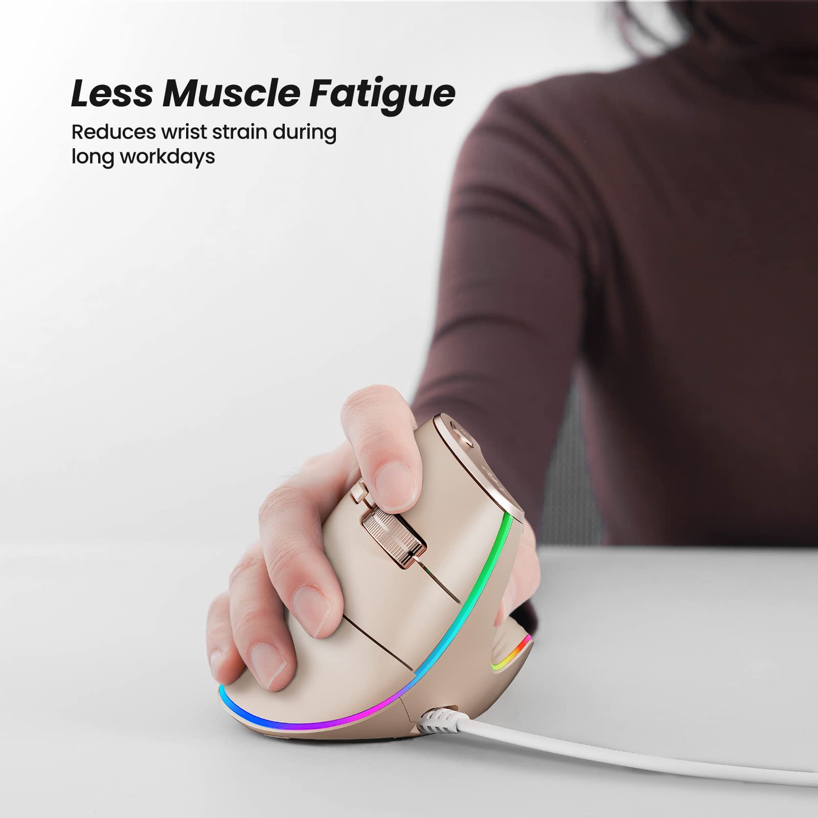 Foto 3 pulgar | Ratón Nulea M504 Alámbrico Vertical Usb Ergonómico 4 Dpi 11 Rgb Rosa - Venta Internacional.