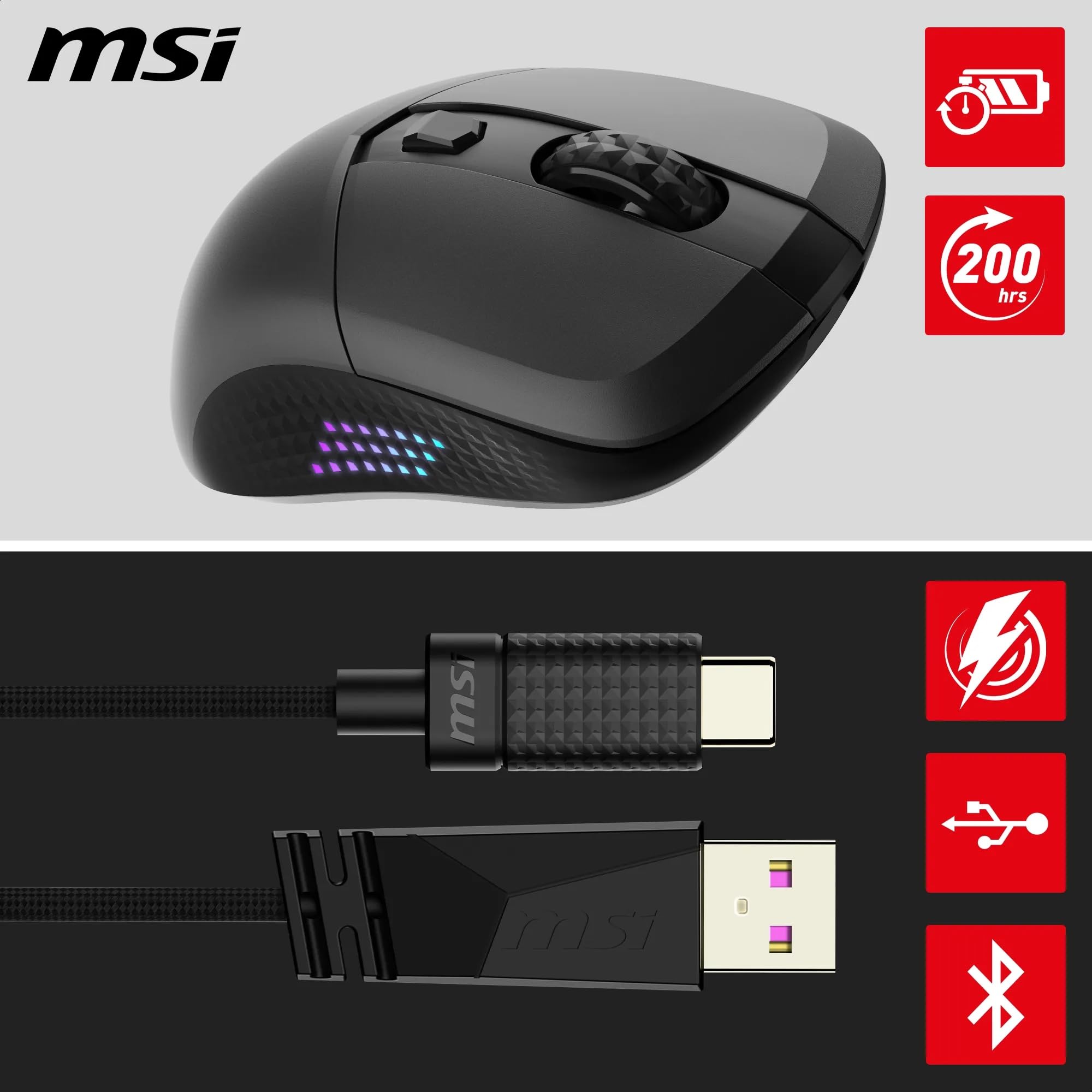 Foto 5 pulgar | Ratón Para Juegos Msi Versa 300 Elite Wireless 26000 Dpi Rgb 65g - Venta Internacional.