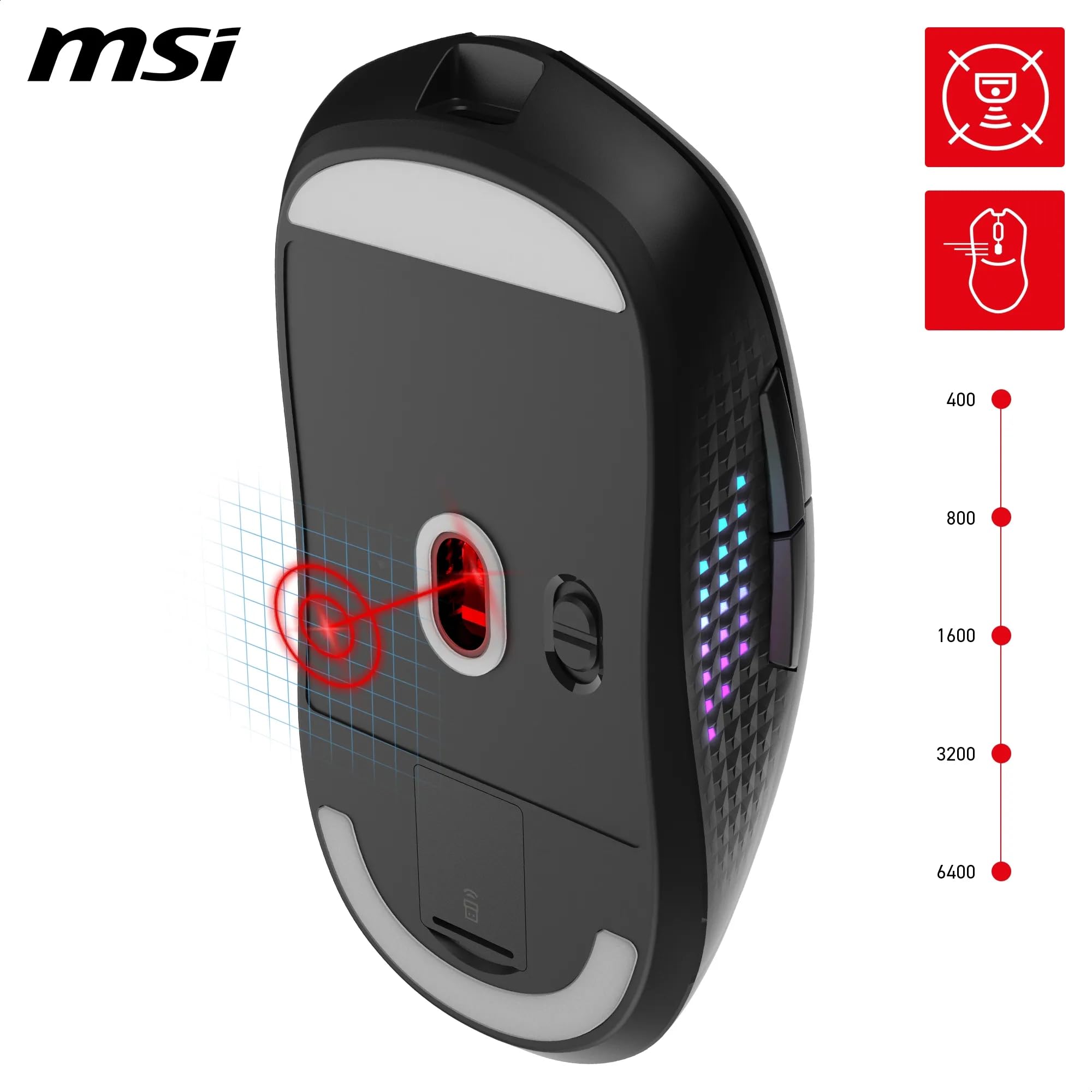 Foto 6 pulgar | Ratón Para Juegos Msi Versa 300 Elite Wireless 26000 Dpi Rgb 65g - Venta Internacional.