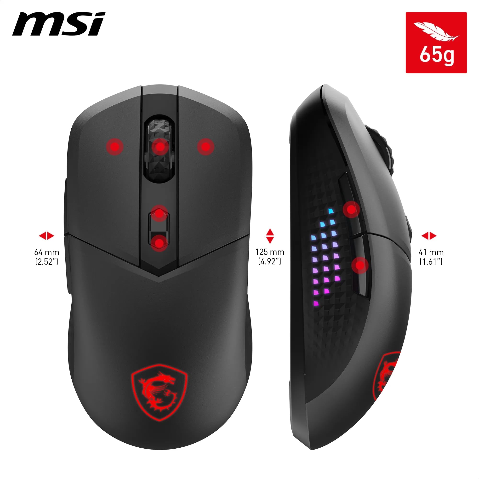 Foto 8 pulgar | Ratón Para Juegos Msi Versa 300 Elite Wireless 26000 Dpi Rgb 65g - Venta Internacional.