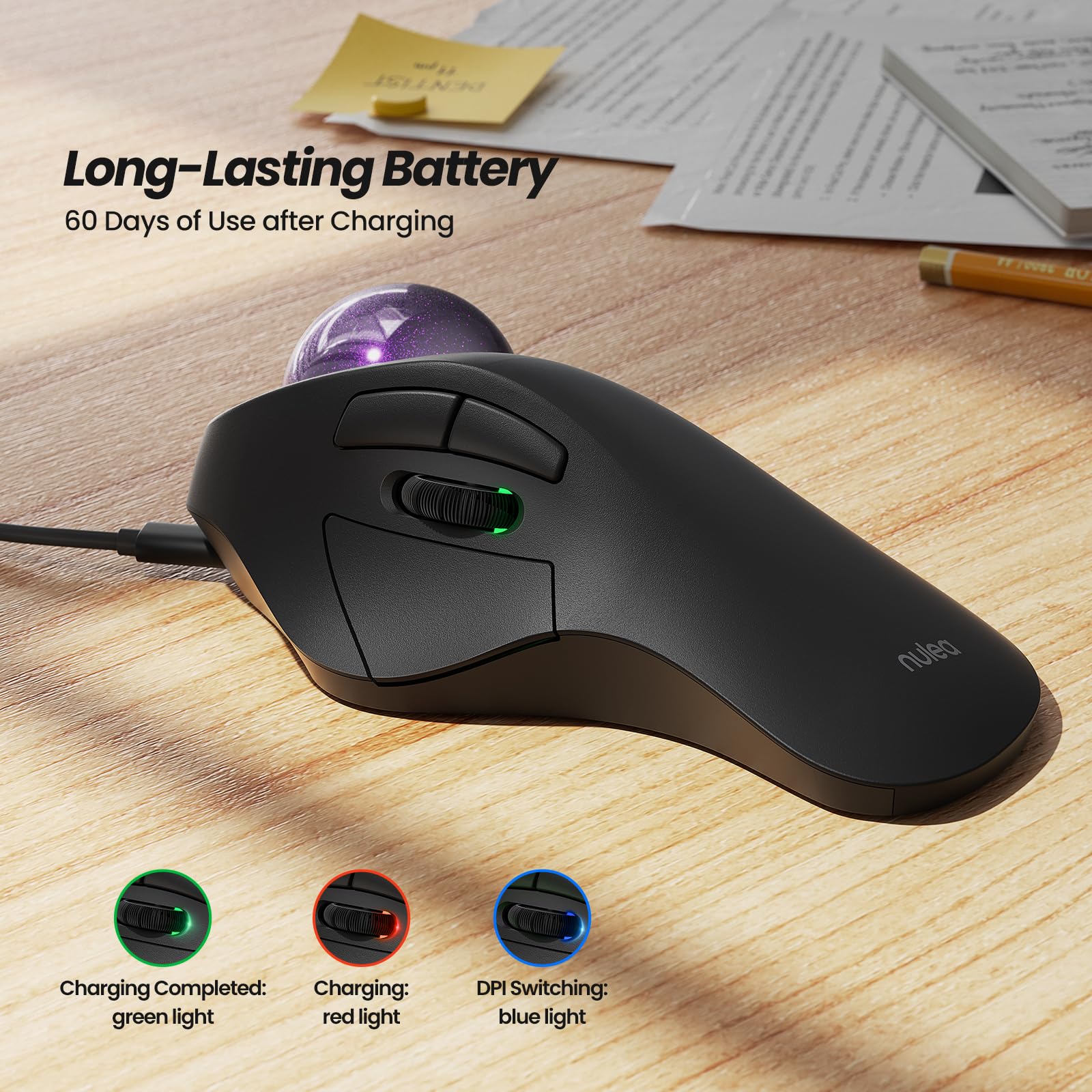 Foto 6 pulgar | Ratón De Trackball Ergonómico Inalámbrico Nulea M505 Recargable - Venta Internacional.