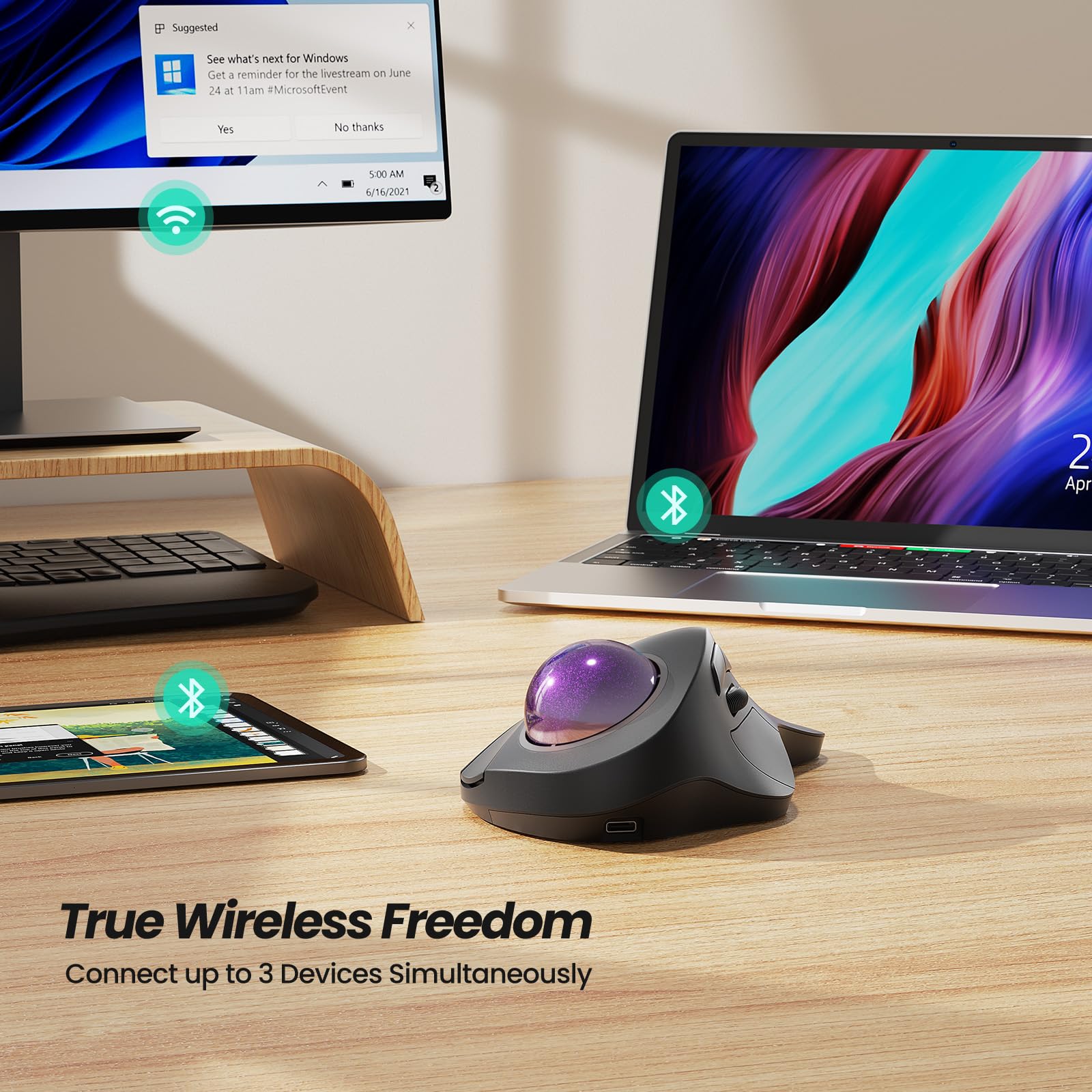 Foto 7 pulgar | Ratón De Trackball Ergonómico Inalámbrico Nulea M505 Recargable - Venta Internacional.