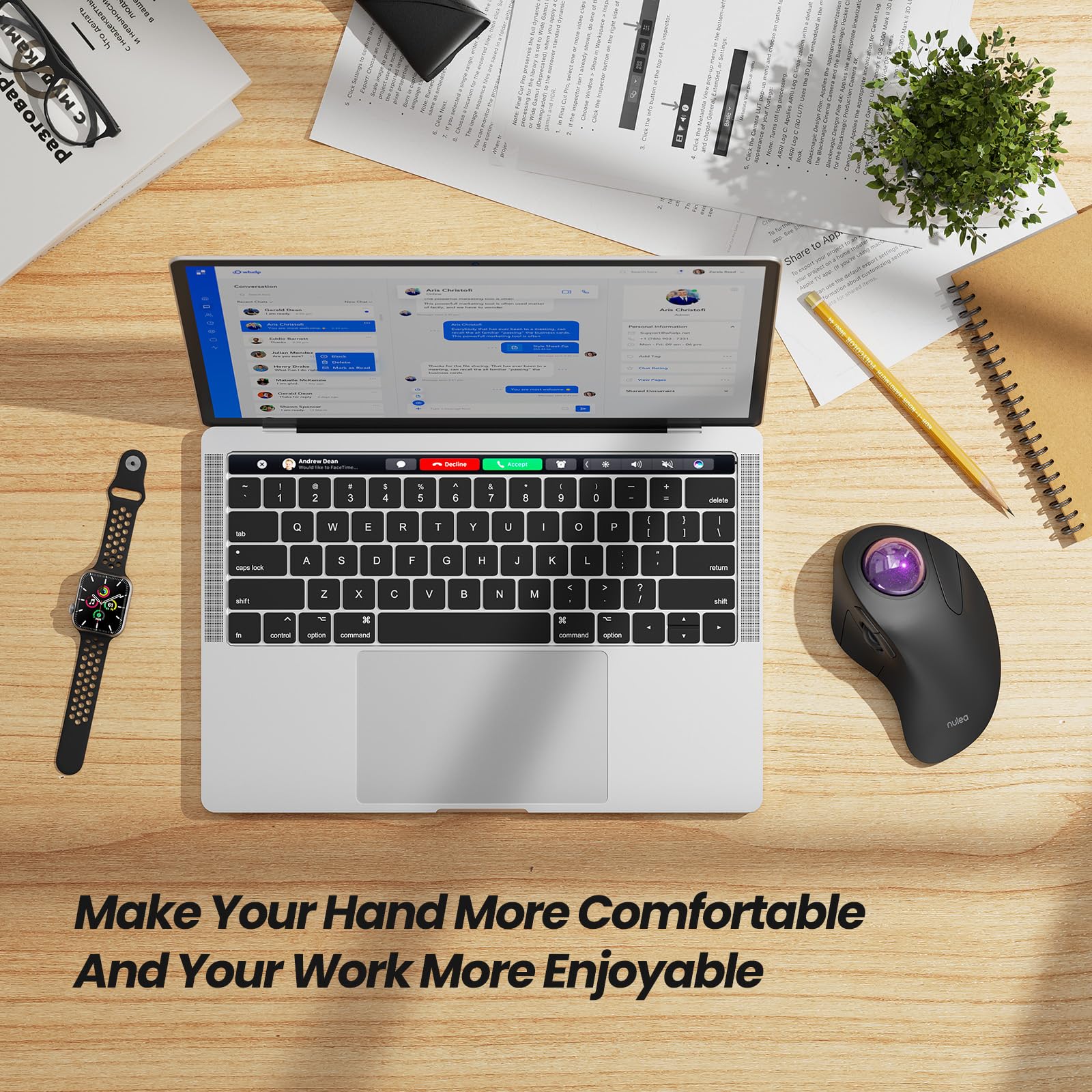 Foto 8 pulgar | Ratón De Trackball Ergonómico Inalámbrico Nulea M505 Recargable - Venta Internacional.