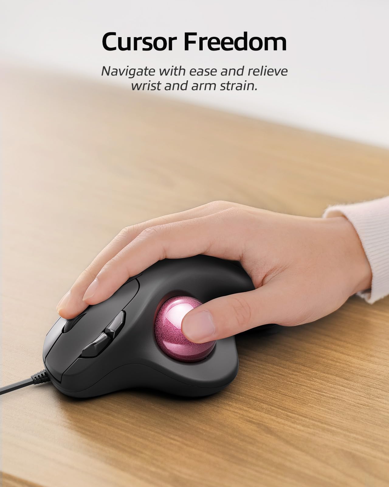 Foto 3 pulgar | Ratón Trackball Nulea M509 Con Cable  Diseño Ergonómico  Color Rosa - Venta Internacional.